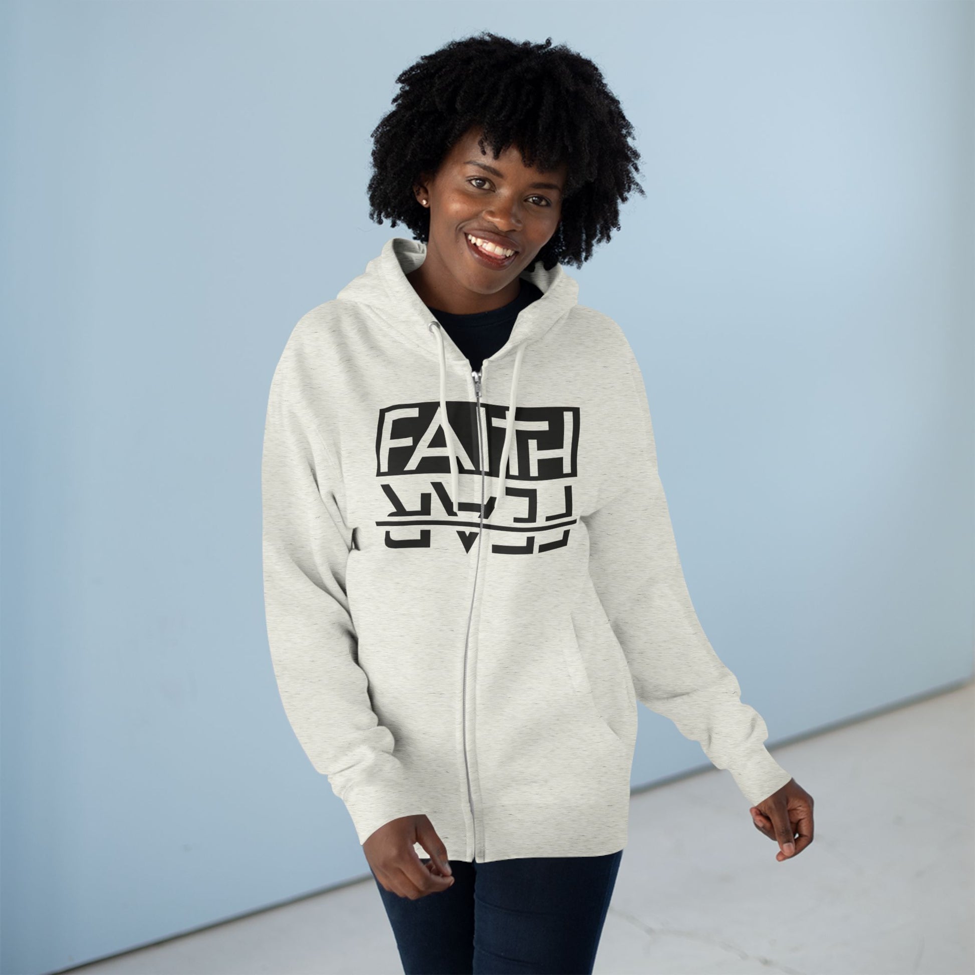 Faith Over Fear, Zip Hoodie, Unisex Hoodie, Cozy Oversized Hoodie, Inspirational Apparel, Versatile Layering Piece, Gift for Motivators, Goat God T-shirt