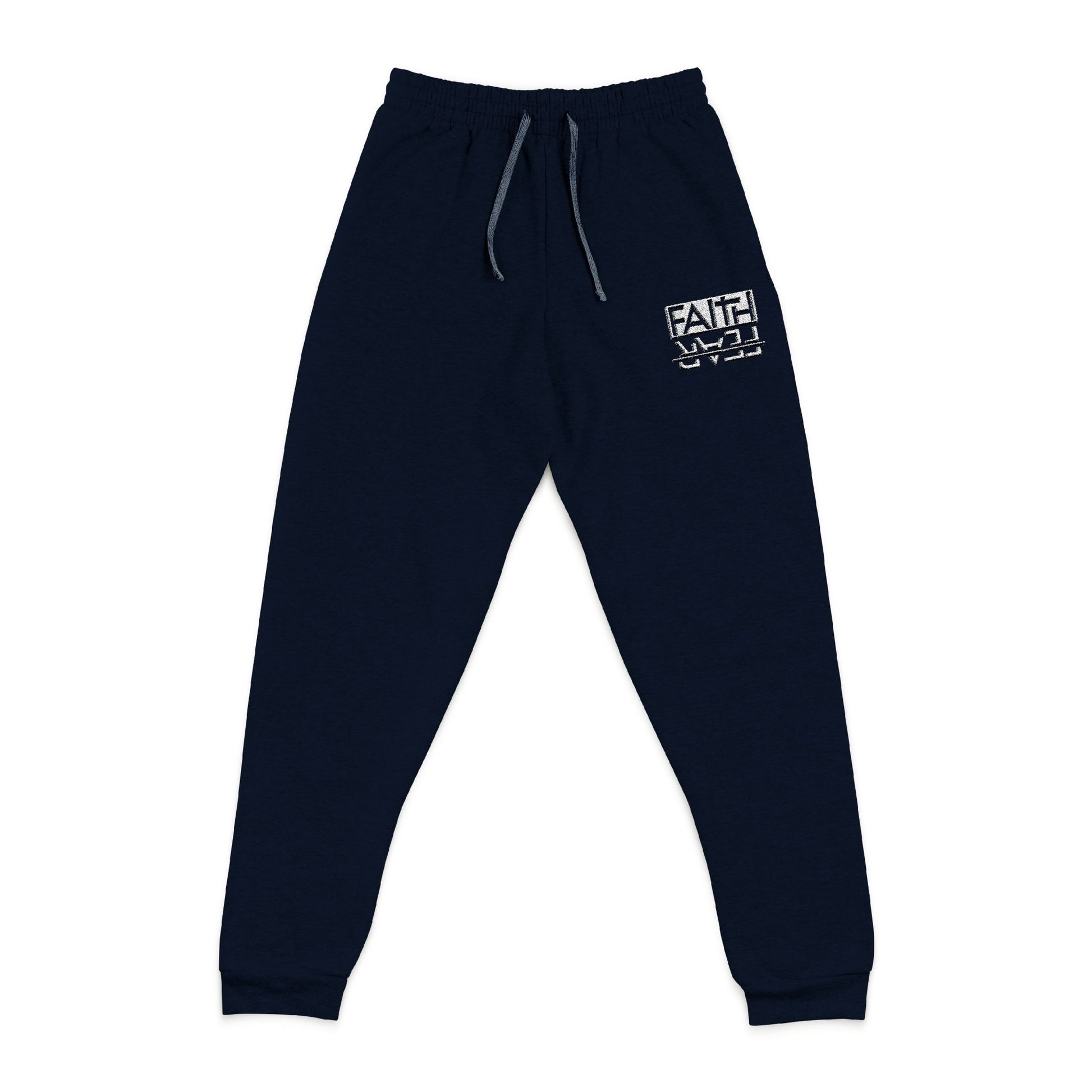 Embroidered Faith Over Fear Joggers, Casual Track Pants, Mid-weight Fleece Sweatpants