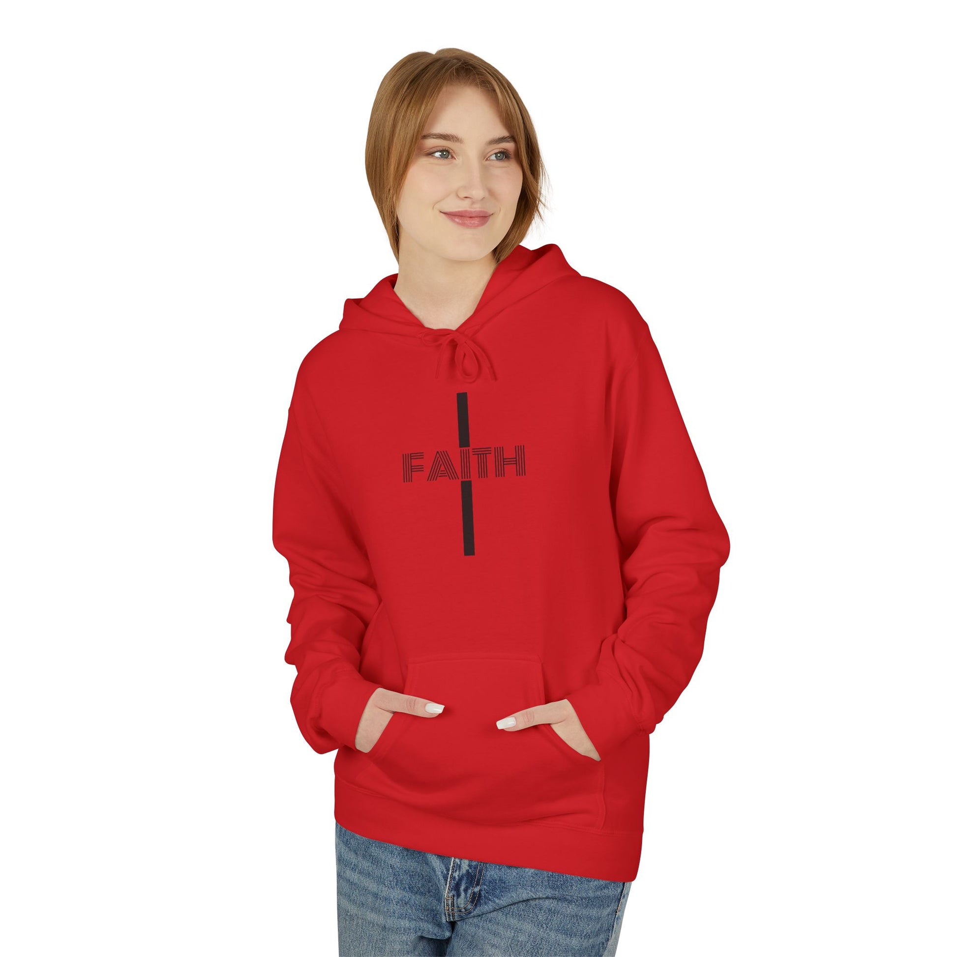 Faith Unisex Midweight Fleece Hoodie, Cozy Casual Wear, Inspirational Gift, Faith-Driven Style, Perfect for Everyday & Holidays