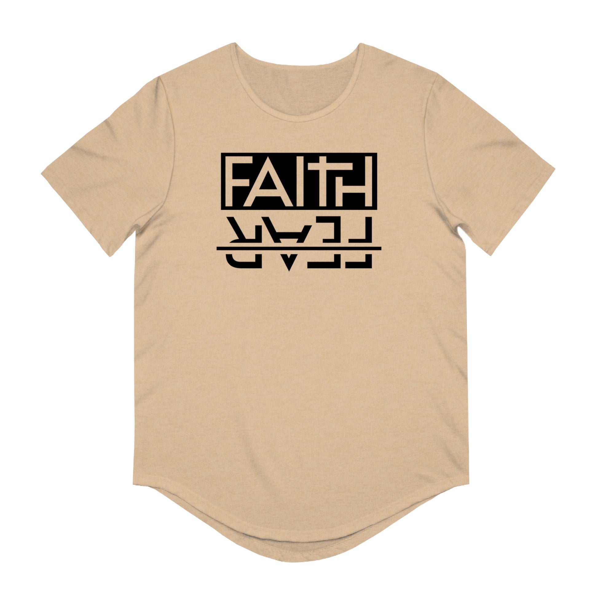 Men's Curved Hem Tee - Stylish Graphic Tee, Faith Over Fear T-shirt, Faith-based tee,  Casual Wear, Trendy Fashion, Streetwear Essential, Gift for Him