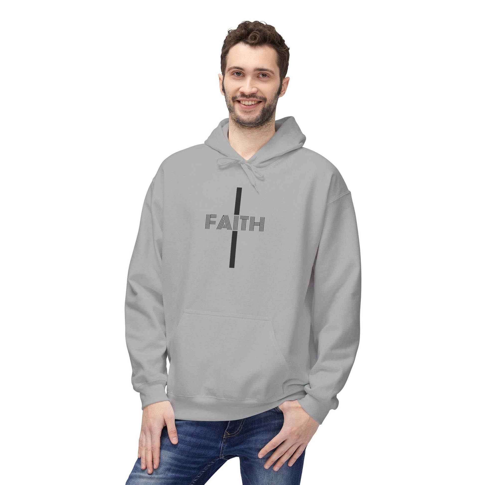 Faith Unisex Midweight Fleece Hoodie, Cozy Casual Wear, Inspirational Gift, Faith-Driven Style, Perfect for Everyday & Holidays
