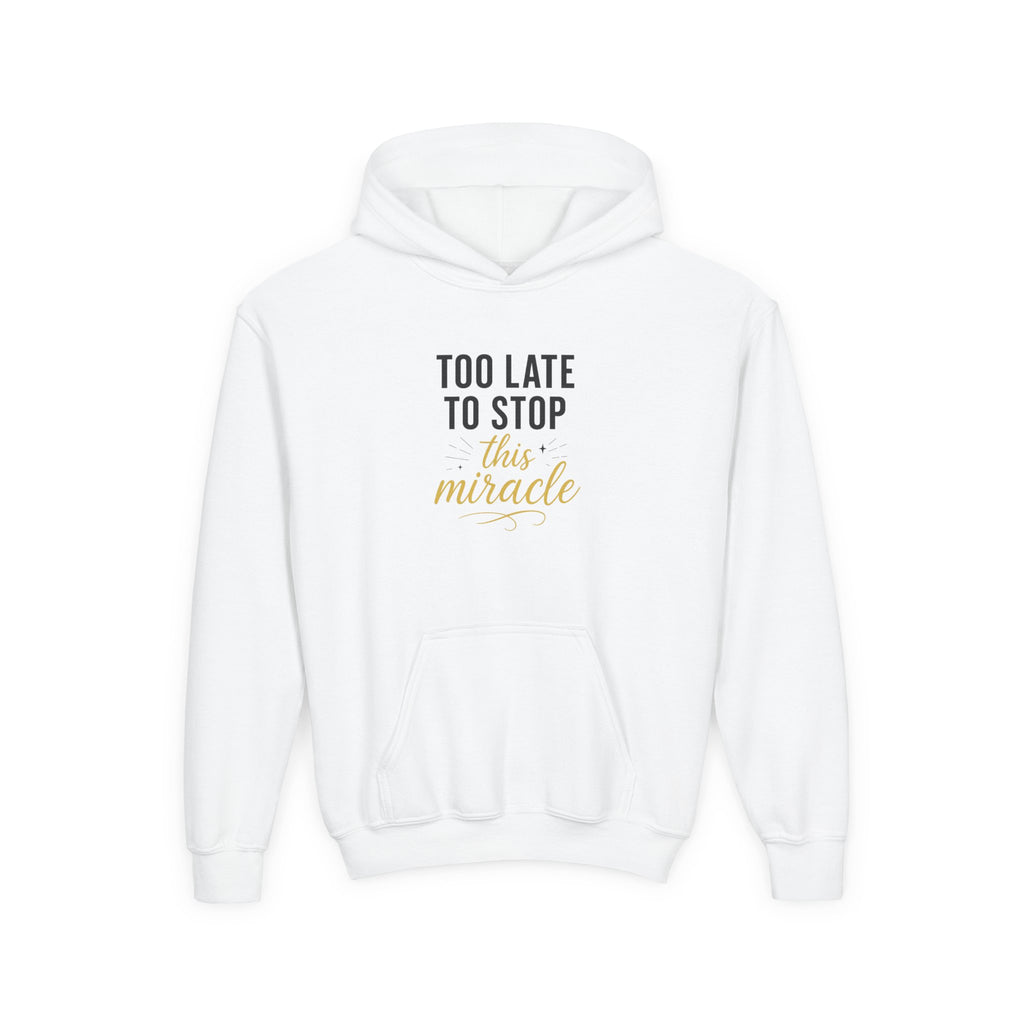 Miracle Hooded Sweatshirt for Youth, Inspirational Sweatshirt, Cozy Hoodie, Youth Pullover, Perfect Gift for Teens, Faith Apparel
