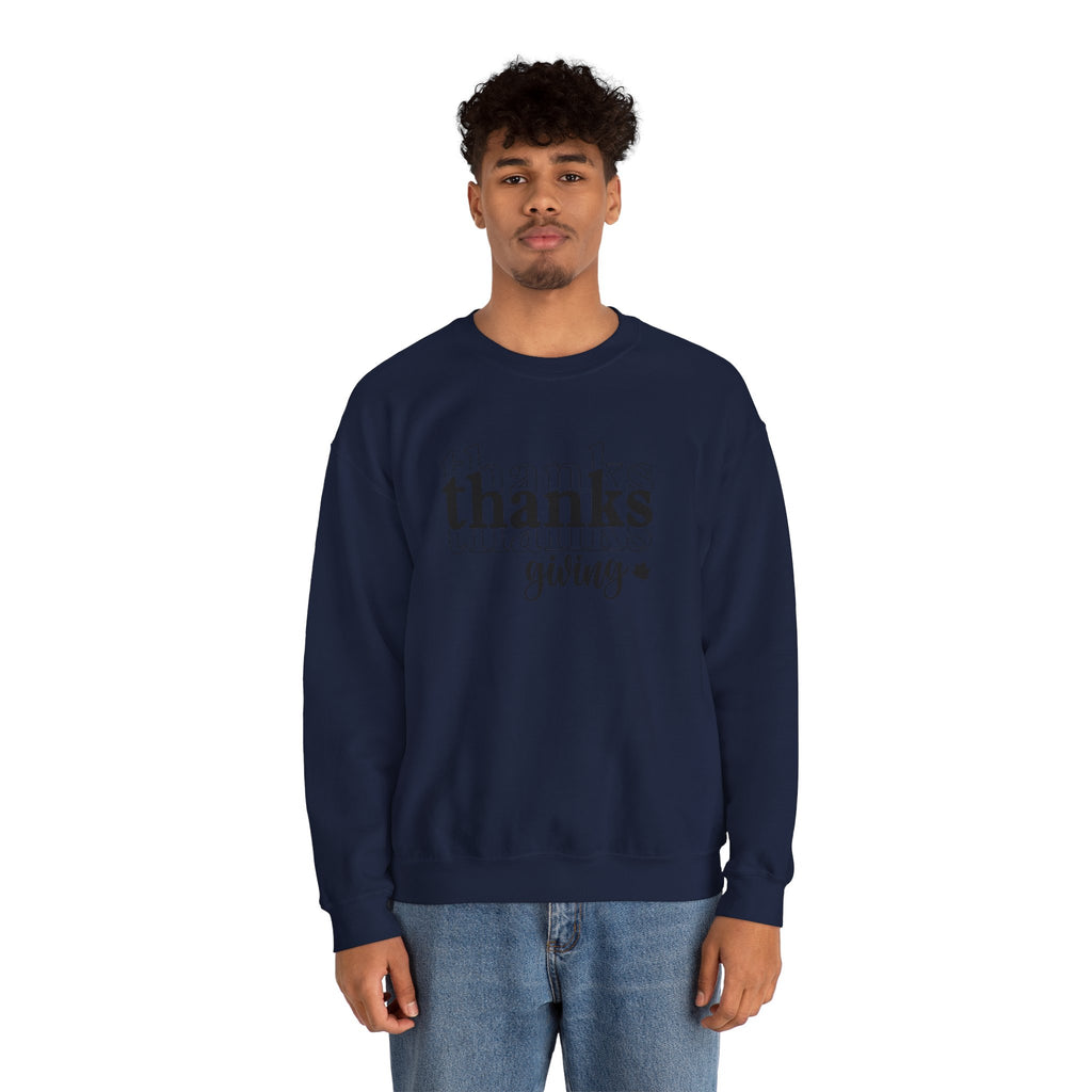 Thanksgiving Crewneck Sweatshirt, 'thanks giving' Script Holiday Pullover