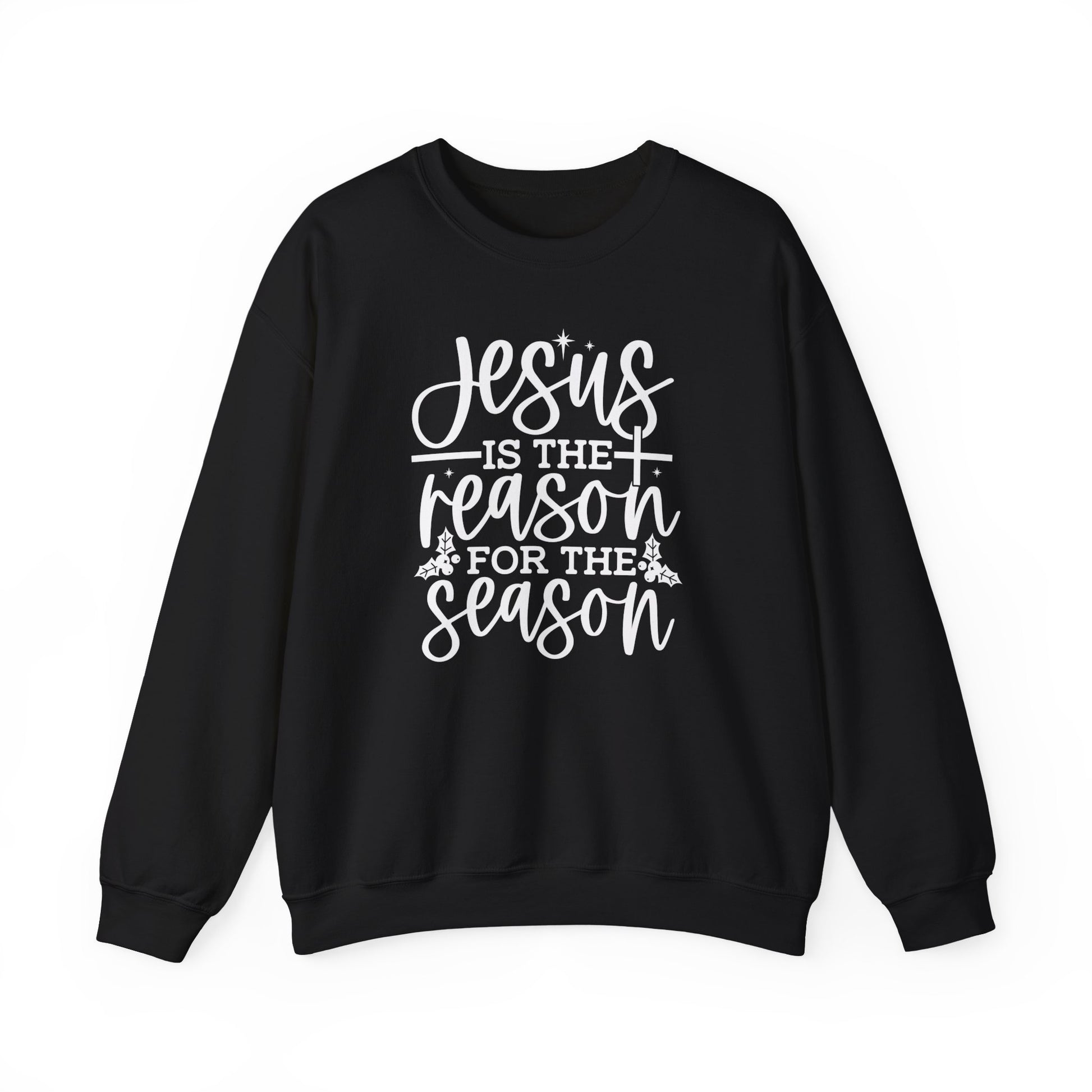 Jesus is the Reason for the Season, Christmas Crewneck Sweatshirt Fabric Knit Long Sleeve Winter Casual Soft Medium Length Hoodie for Men and Women