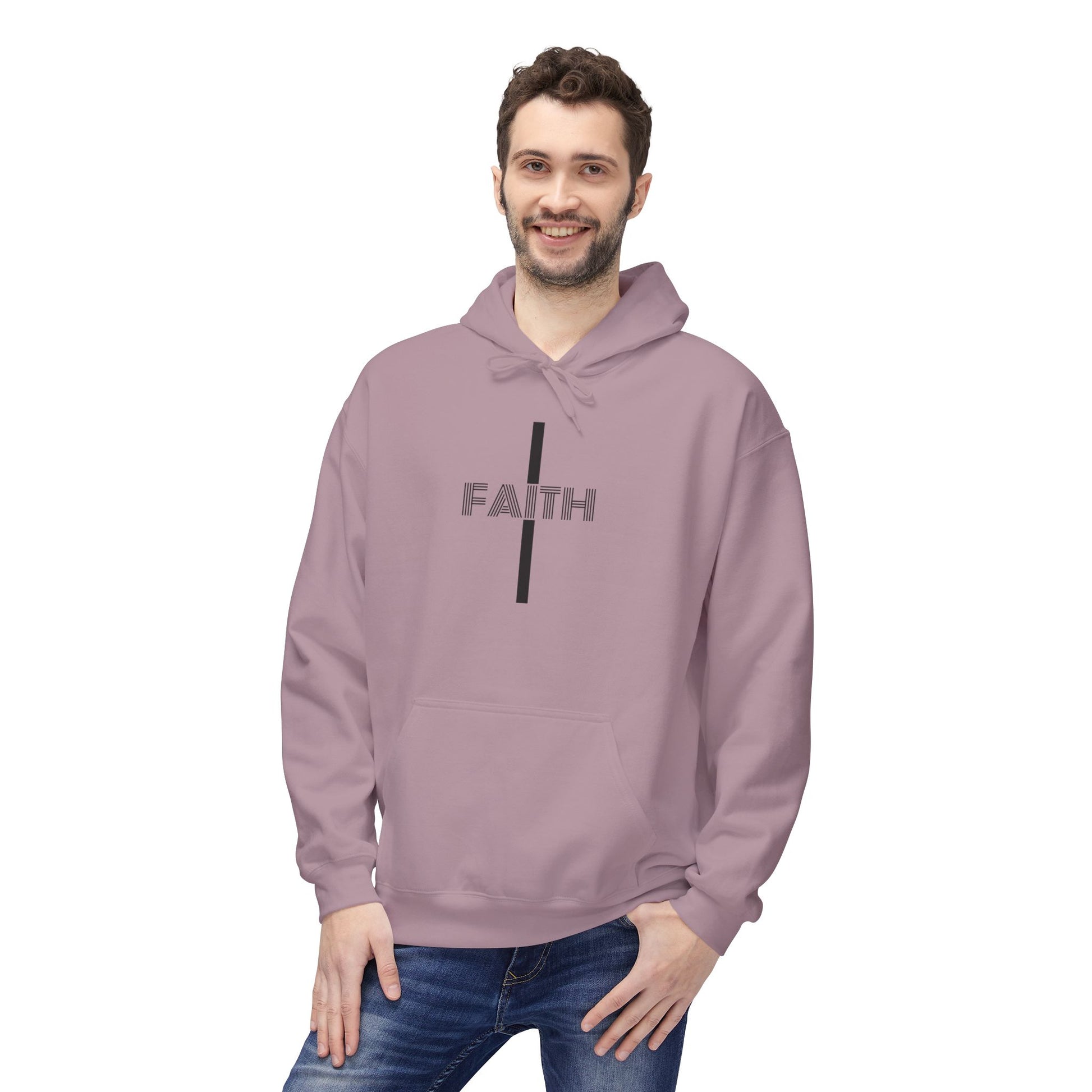 Faith Unisex Midweight Fleece Hoodie, Cozy Casual Wear, Inspirational Gift, Faith-Driven Style, Perfect for Everyday & Holidays