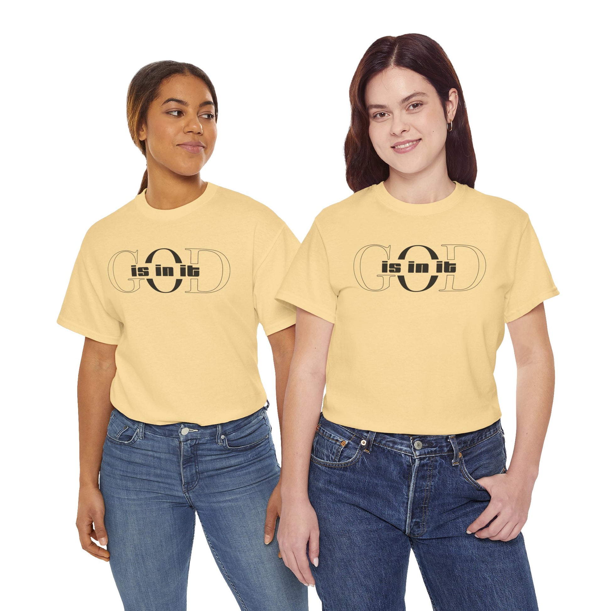 God is in it, Unisex Heavy Cotton Tee - Christian T-shirt, Faith-based-tee, Comfortable Casual Wear, Perfect for Church, Everyday Style, Gift for Friends, Summer Outfits, Relaxed Vibes