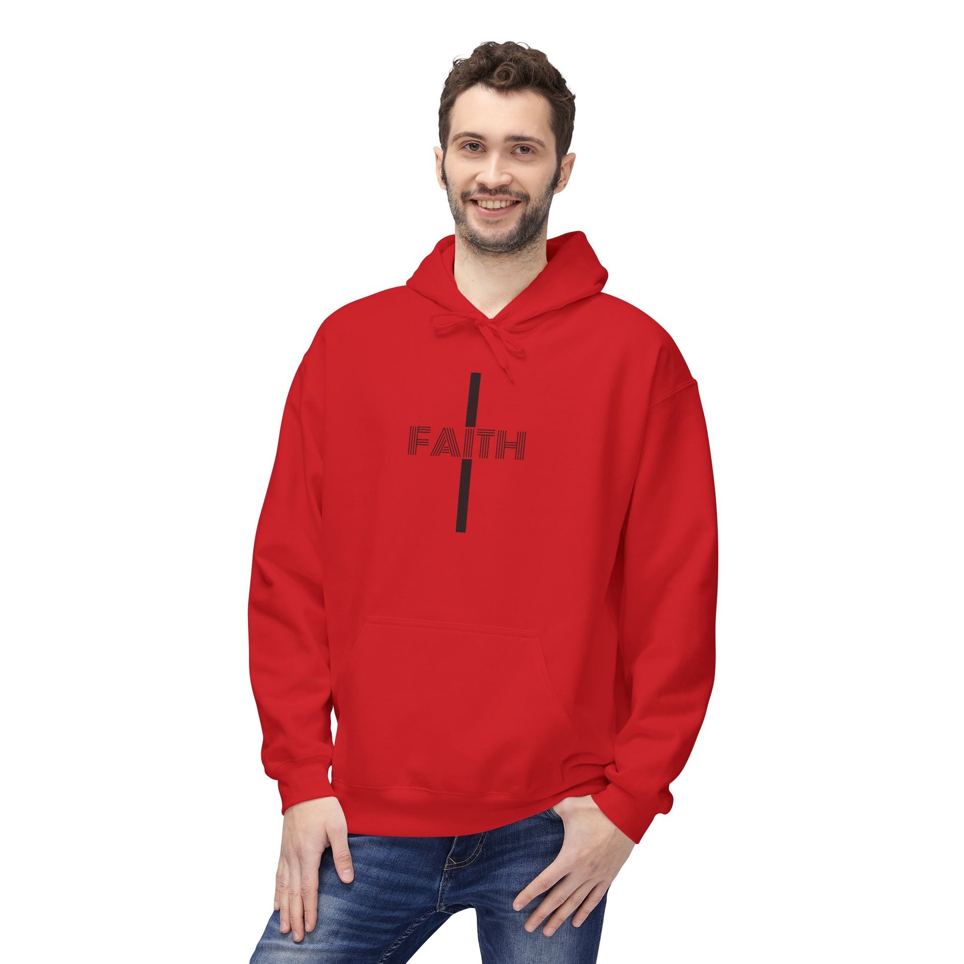 Faith Unisex Midweight Fleece Hoodie, Cozy Casual Wear, Inspirational Gift, Faith-Driven Style, Perfect for Everyday & Holidays