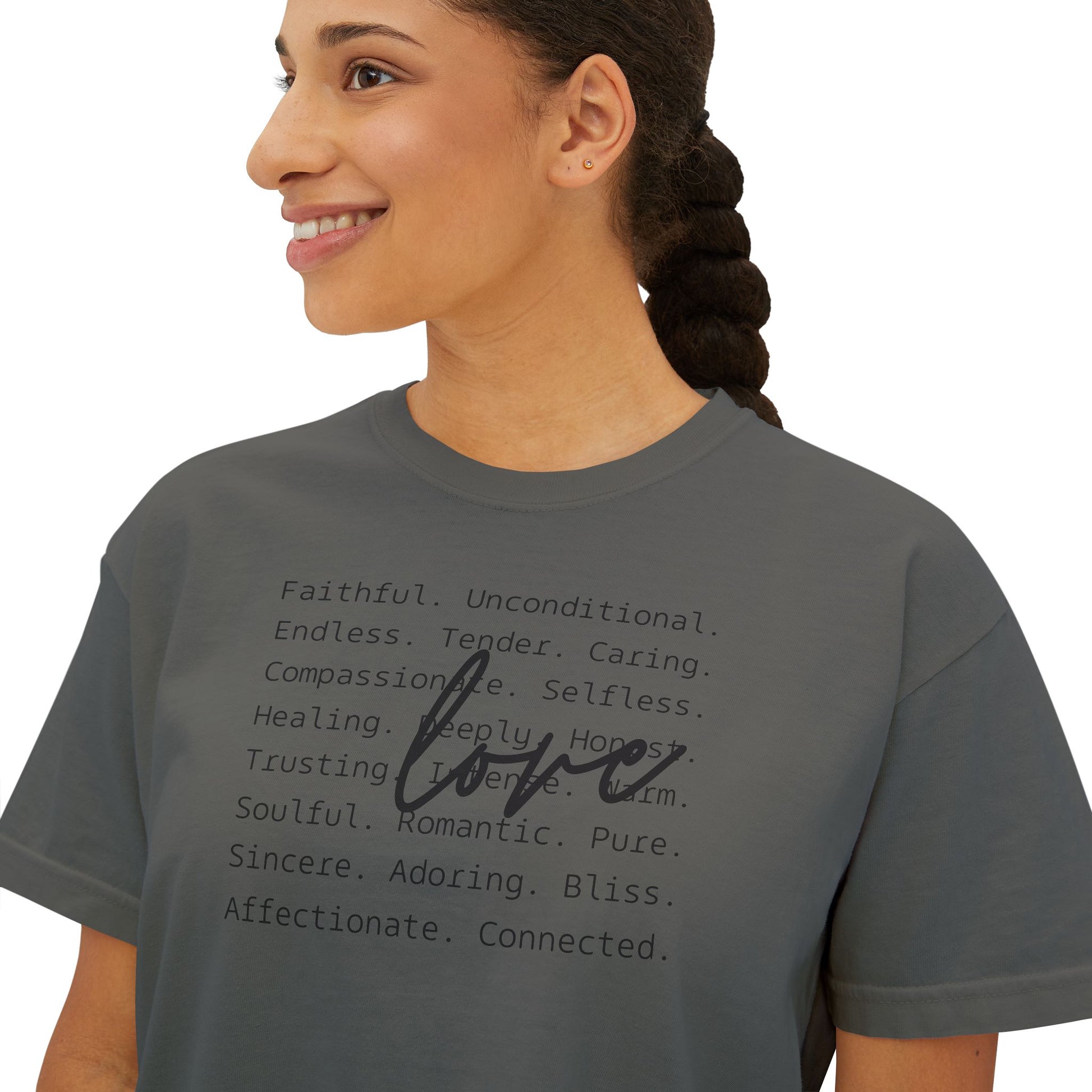 Women's Boxy Love Tee | Affirmation Top, Self-Care Gift, Cozy Casual Wear, Birthday Gift, Positive Vibes