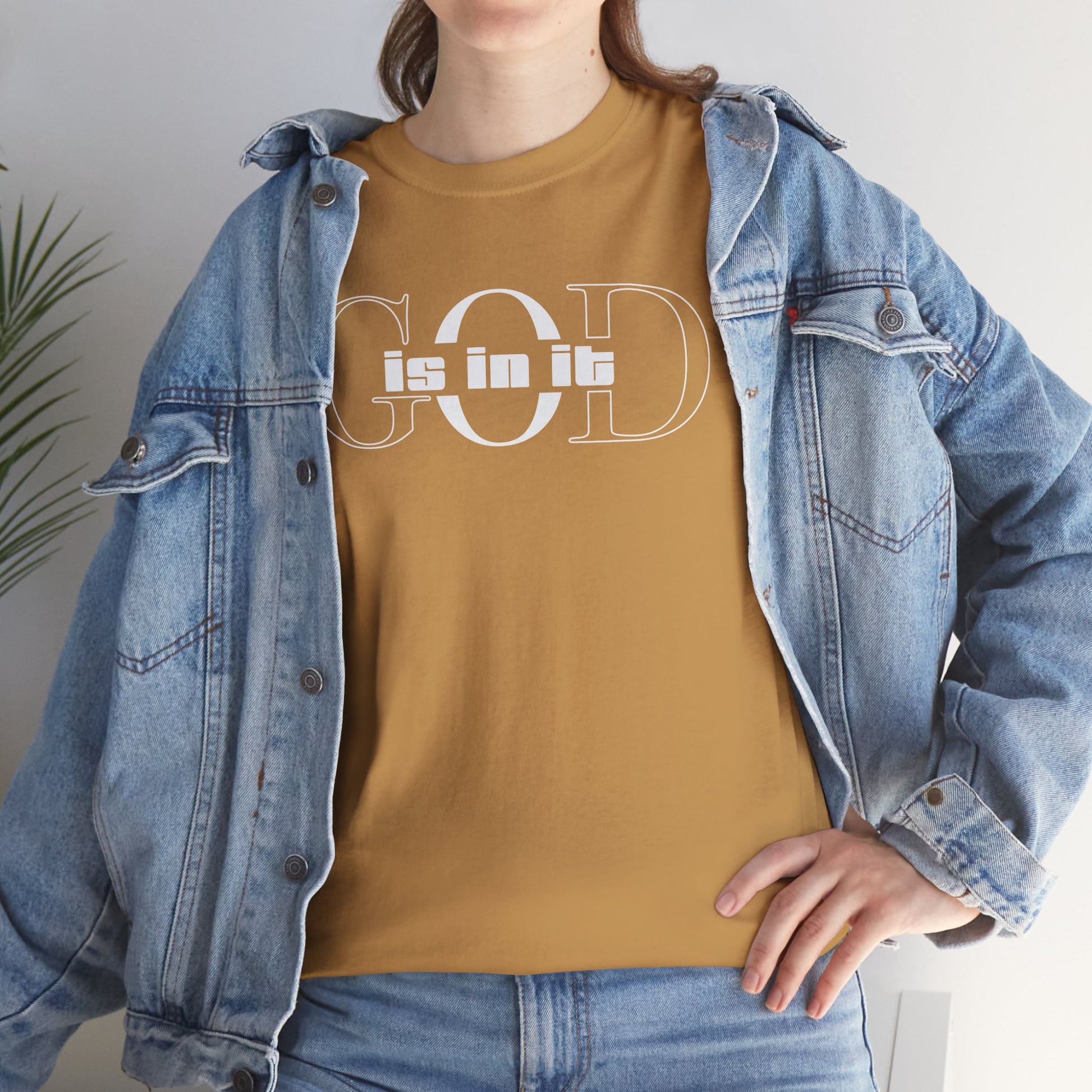 God is in it, Unisex Heavy Cotton Tee - Christian T-shirt, Faith-based-tee, Comfortable Casual Wear, Perfect for Church, Everyday Style, Gift for Friends, Summer Outfits, Relaxed Vibes