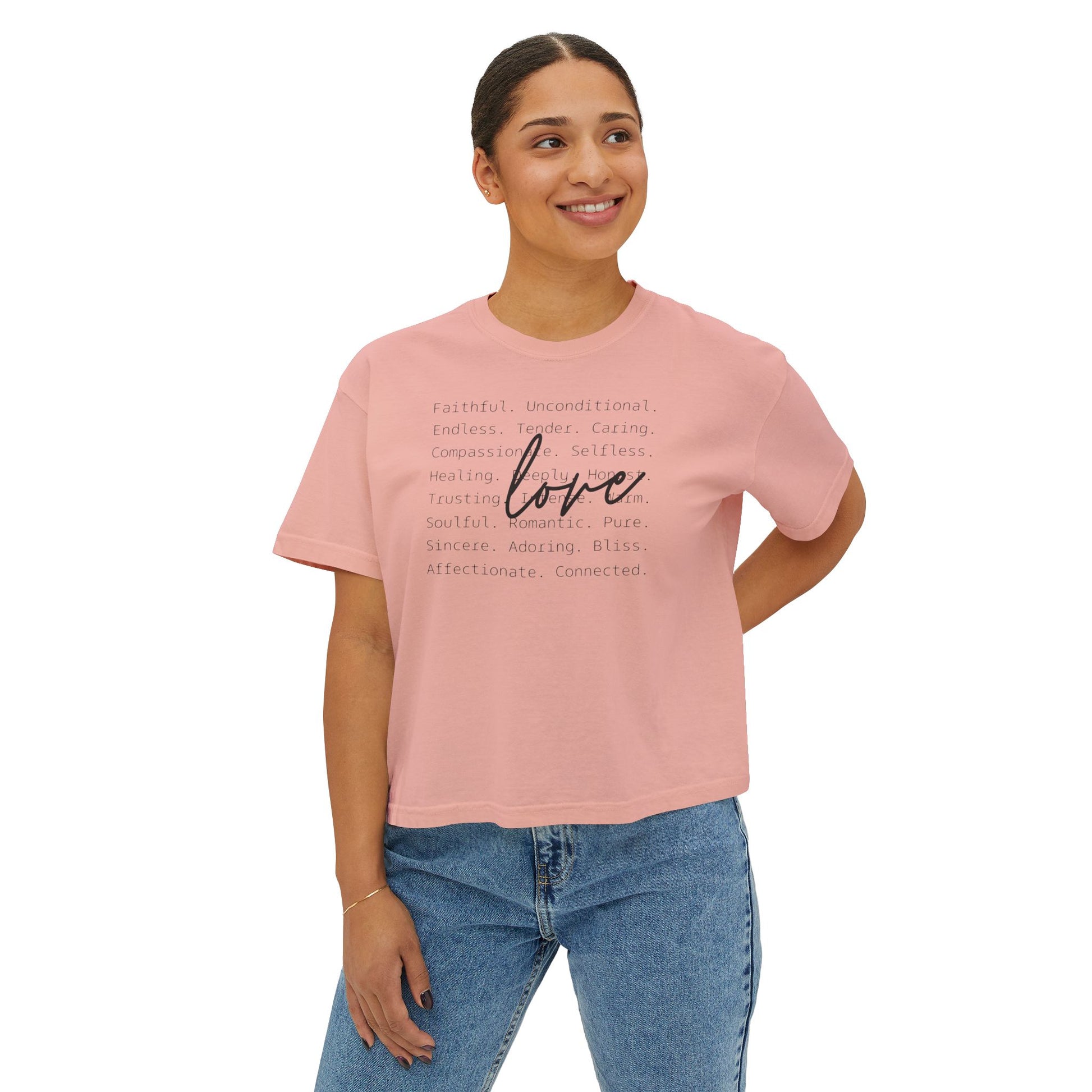 Women's Boxy Love Tee | Affirmation Top, Self-Care Gift, Cozy Casual Wear, Birthday Gift, Positive Vibes