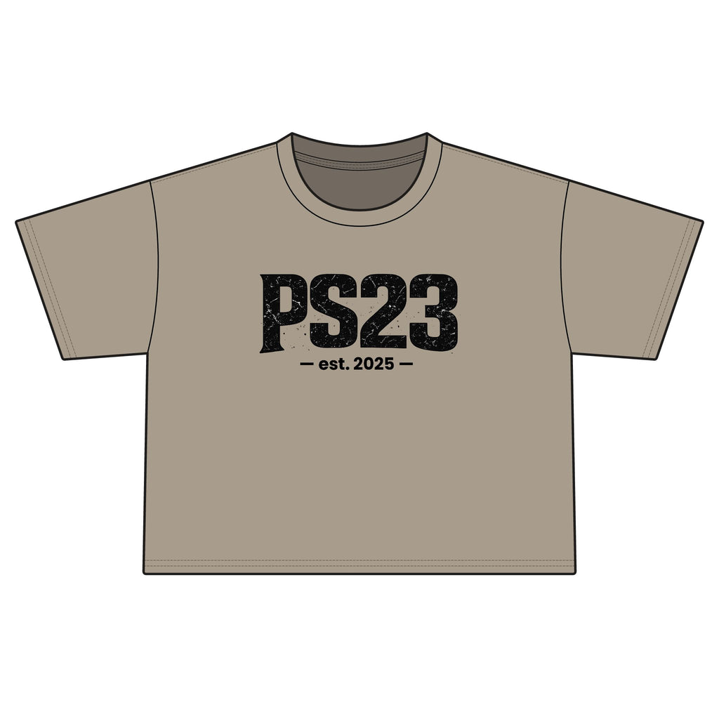 PS23 Est. 2025 Boxy Tee — Women's Cropped School Spirit Shirt