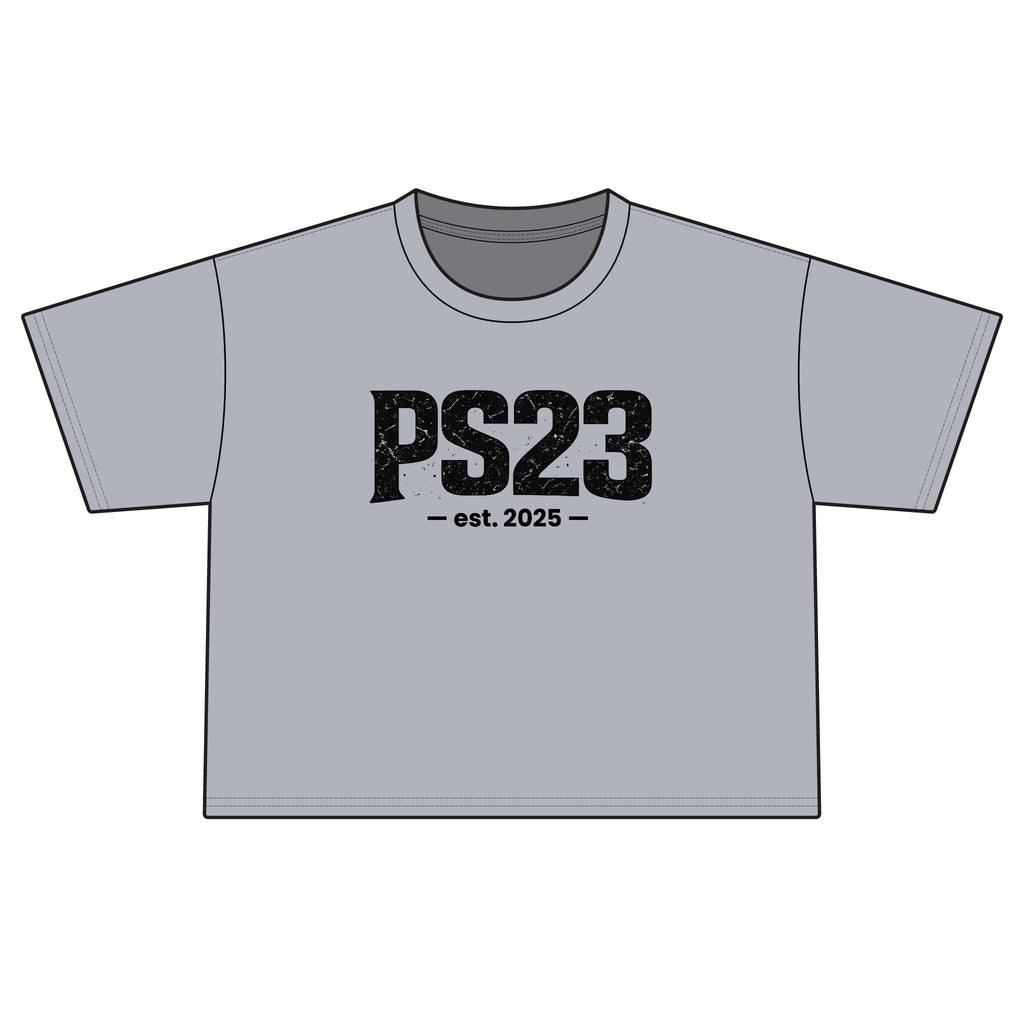 PS23 Est. 2025 Boxy Tee — Women's Cropped School Spirit Shirt