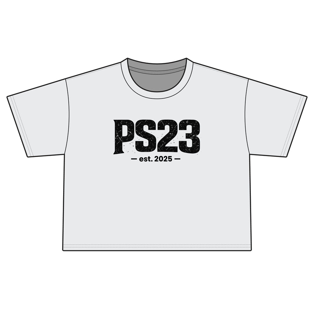 PS23 Est. 2025 Boxy Tee — Women's Cropped School Spirit Shirt