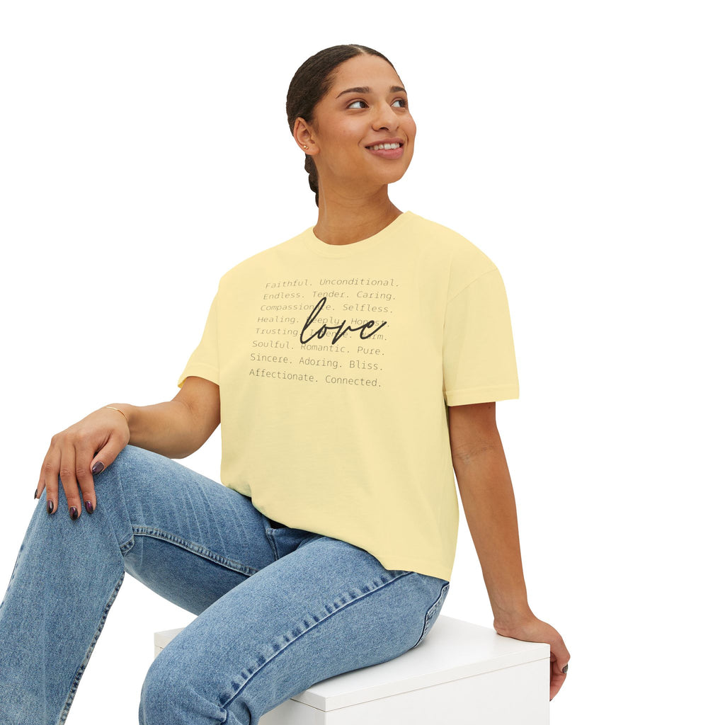 Women's Boxy Love Tee | Affirmation Top, Self-Care Gift, Cozy Casual Wear, Birthday Gift, Positive Vibes