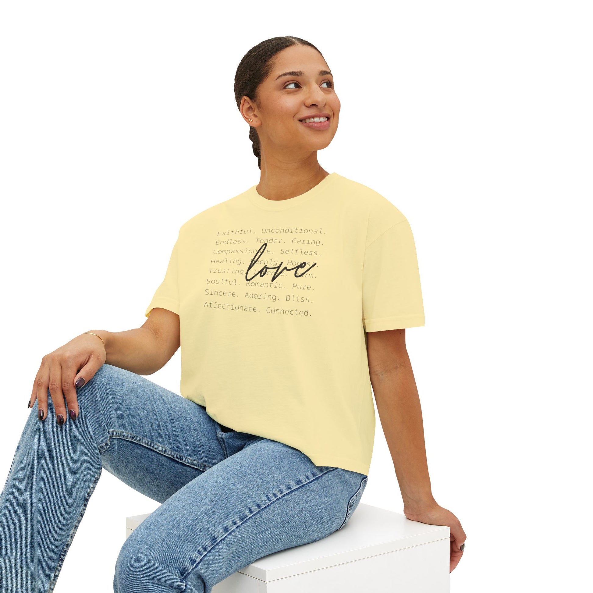 Women's Boxy Love Tee | Affirmation Top, Self-Care Gift, Cozy Casual Wear, Birthday Gift, Positive Vibes