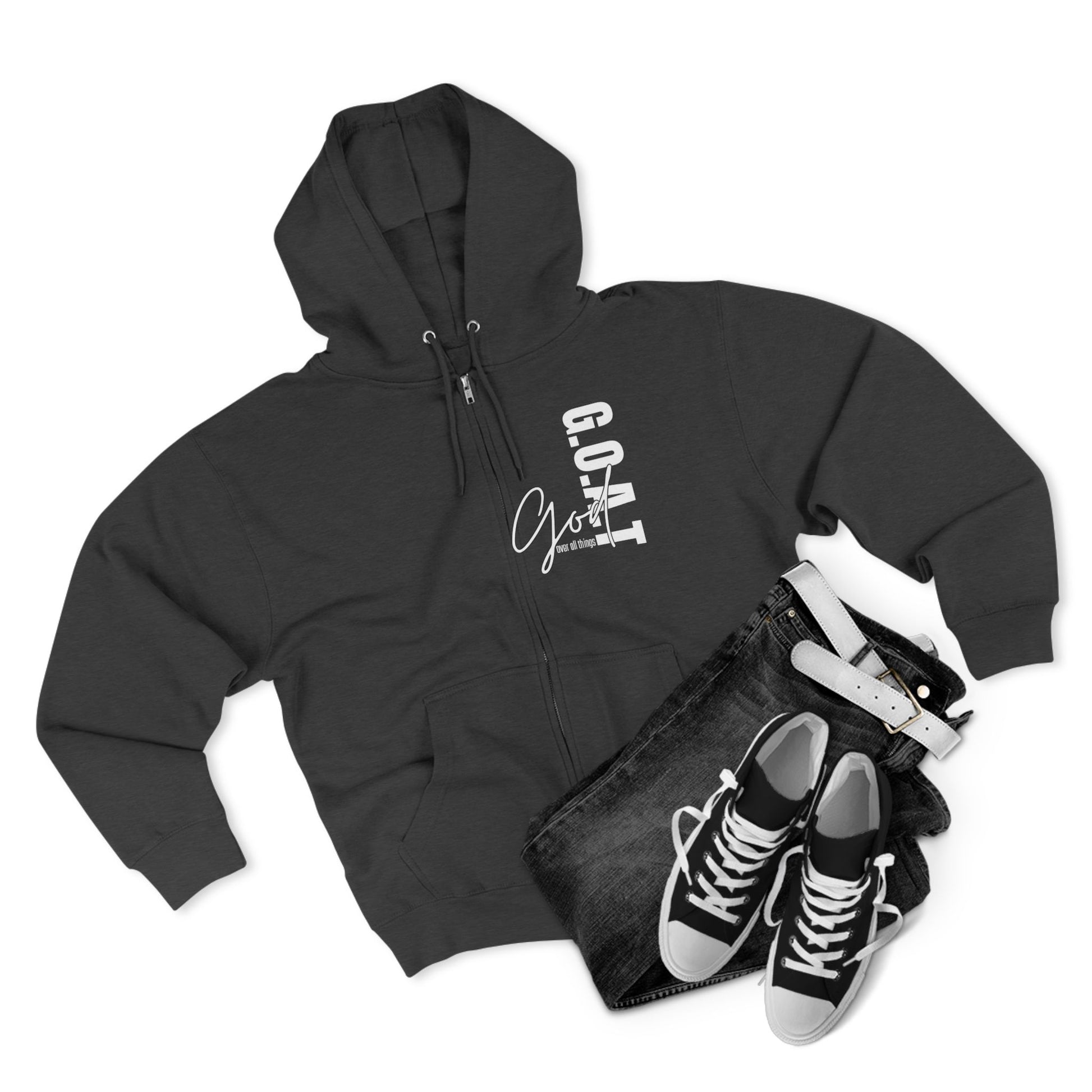 Zip Hoodie, Unisex Hoodie, Cozy Oversized Hoodie, Inspirational Apparel, Versatile Layering Piece, Gift for Motivators, Goat God T-shirt