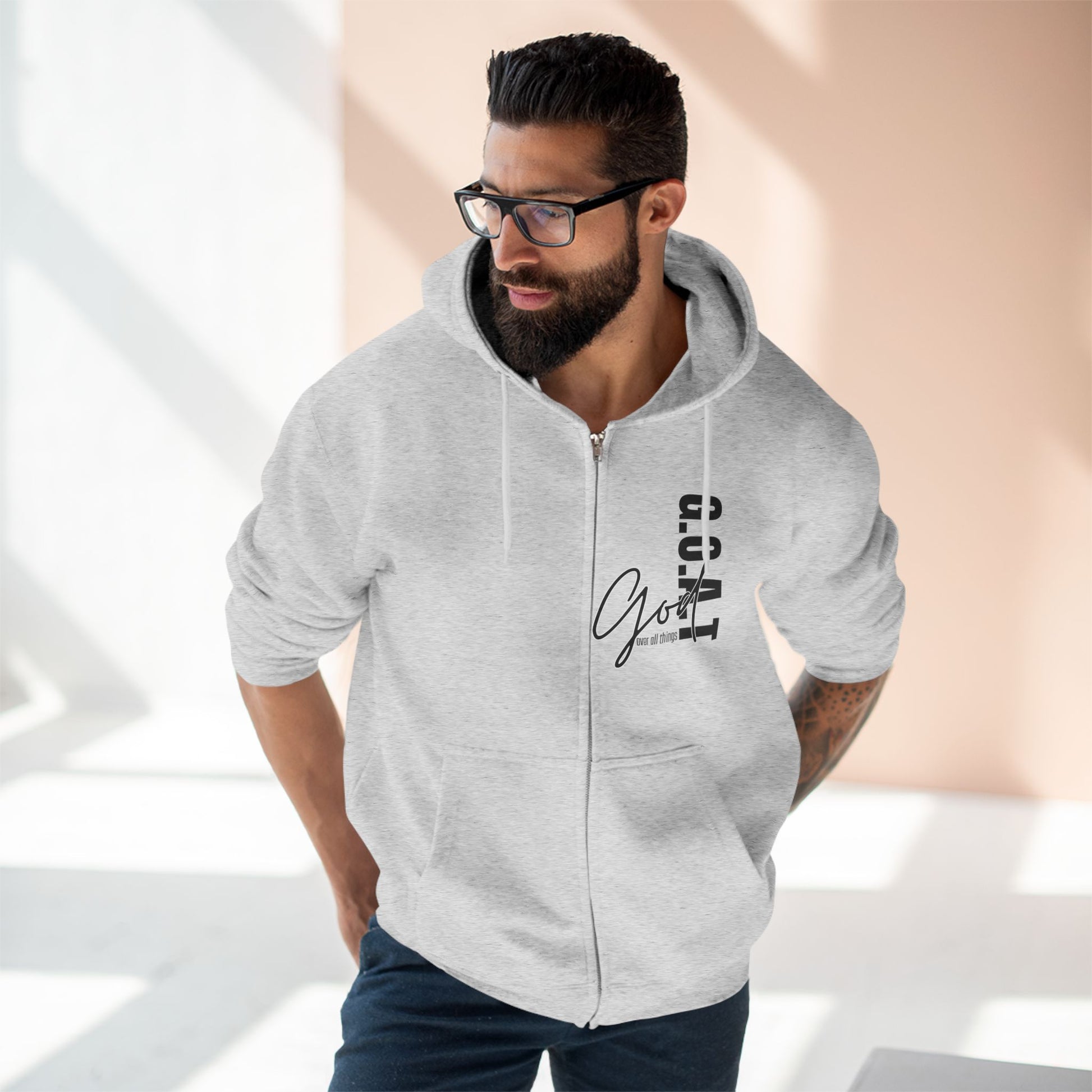 Zip Hoodie, Unisex Hoodie, Cozy Oversized Hoodie, Inspirational Apparel, Versatile Layering Piece, Gift for Motivators, Goat God T-shirt