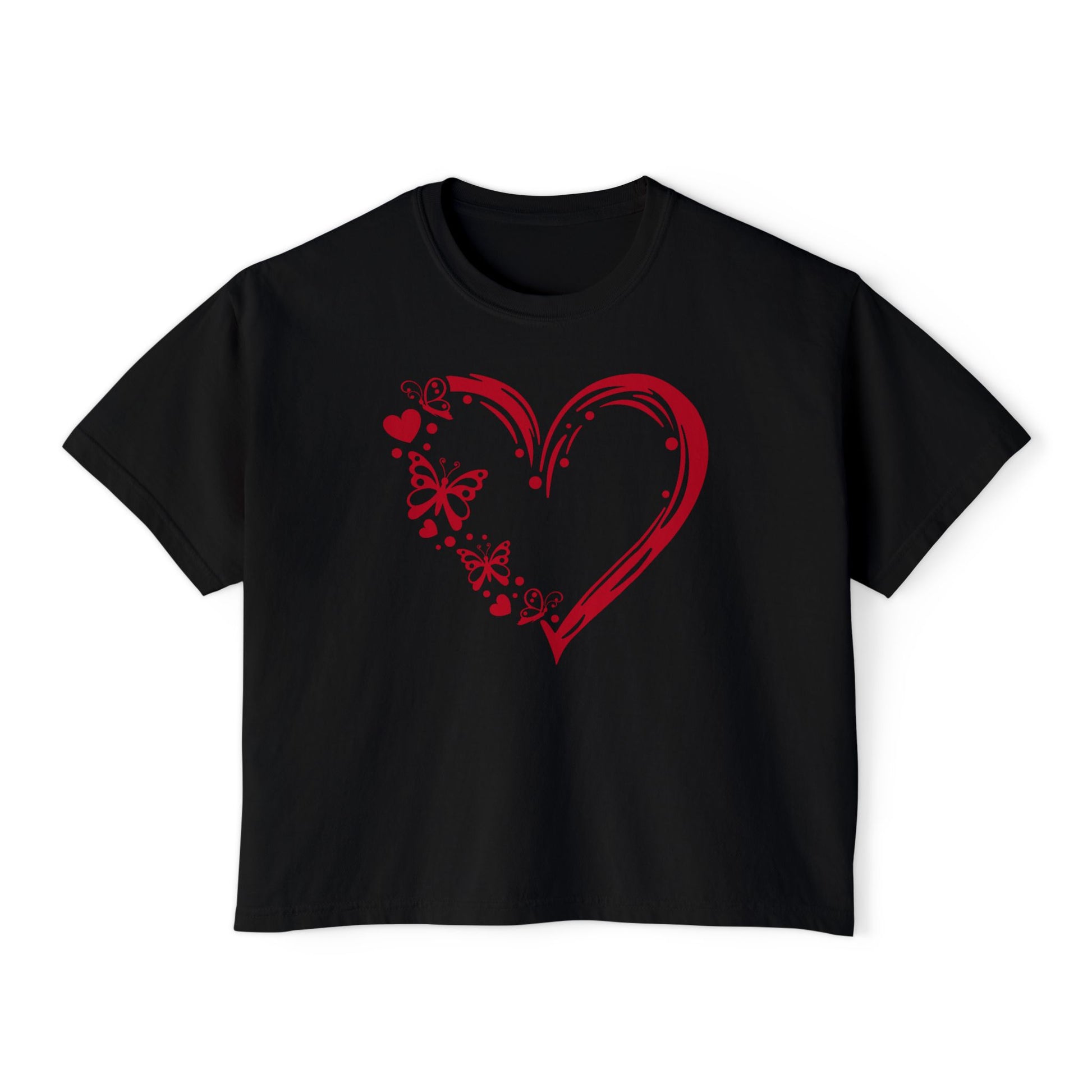 Valentine Red Butterfly Heart Women's Boxy Tee