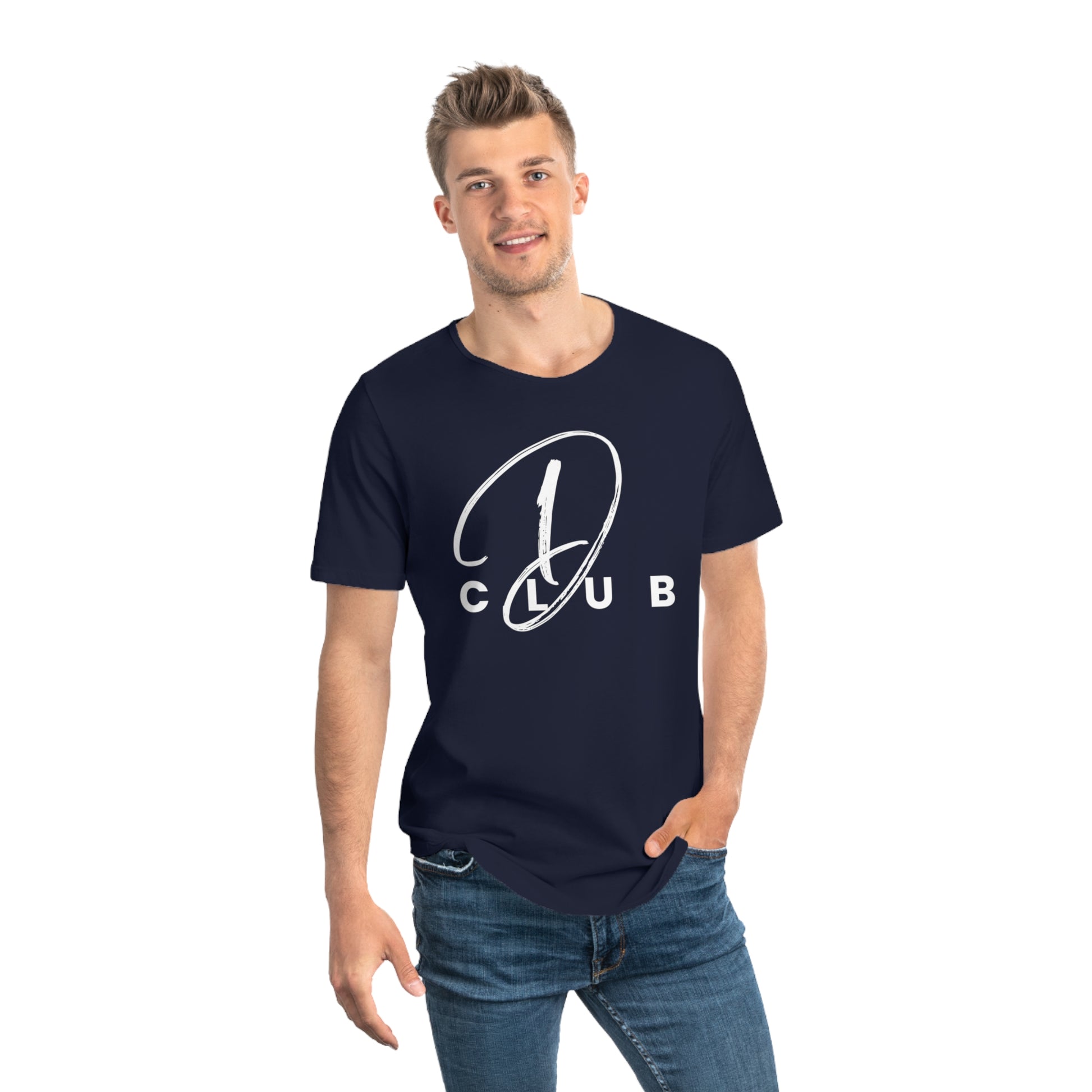 Men's Curved Hem Tee - Stylish Graphic Tee, D Club T-shirt, Casual Wear, Trendy Fashion, Streetwear Essential, Gift for Him