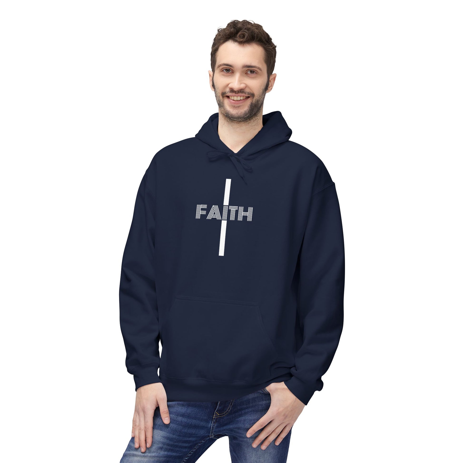 Faith Unisex Midweight Fleece Hoodie, Cozy Casual Wear, Inspirational Gift, Faith-Driven Style, Perfect for Everyday & Holidays