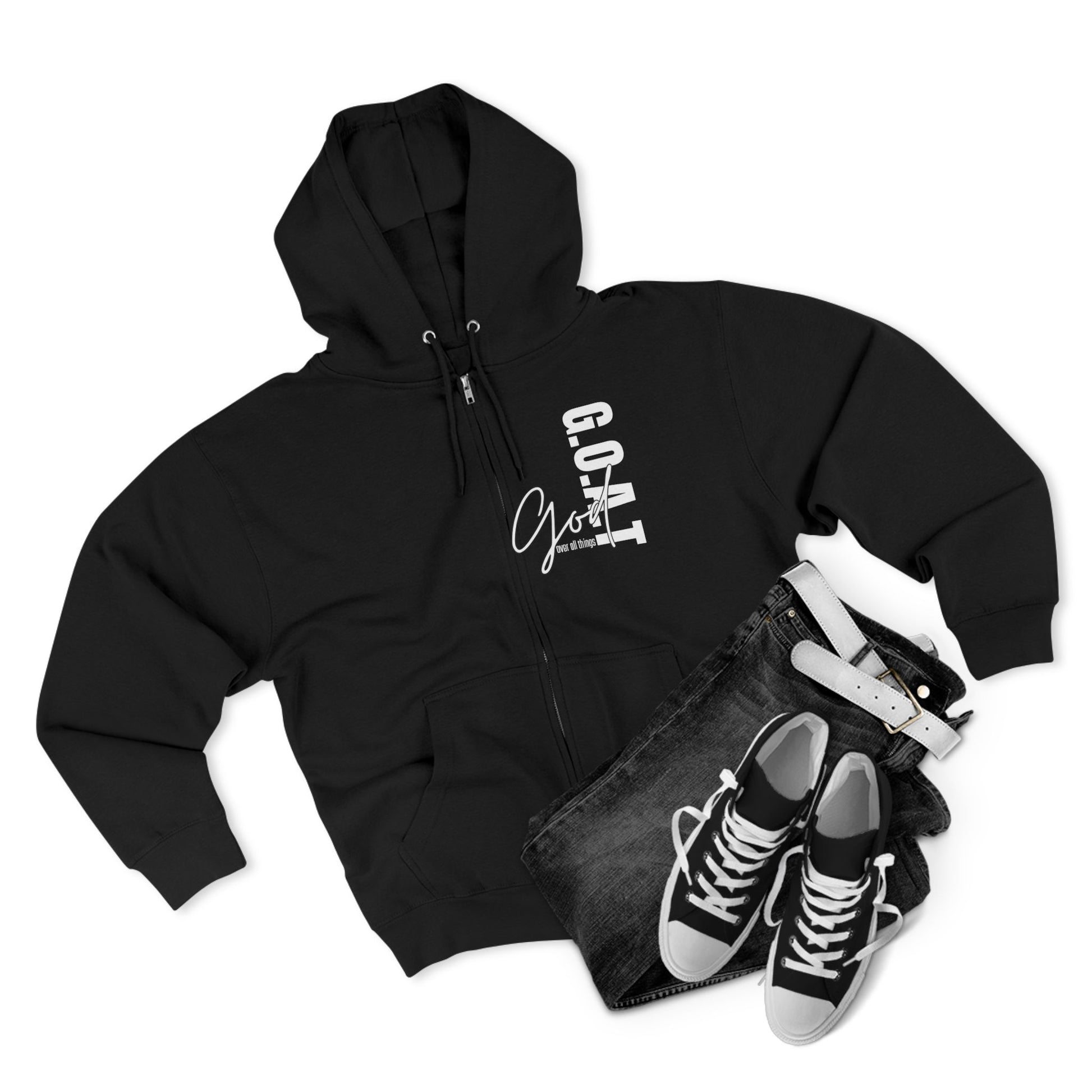 Zip Hoodie, Unisex Hoodie, Cozy Oversized Hoodie, Inspirational Apparel, Versatile Layering Piece, Gift for Motivators, Goat God T-shirt