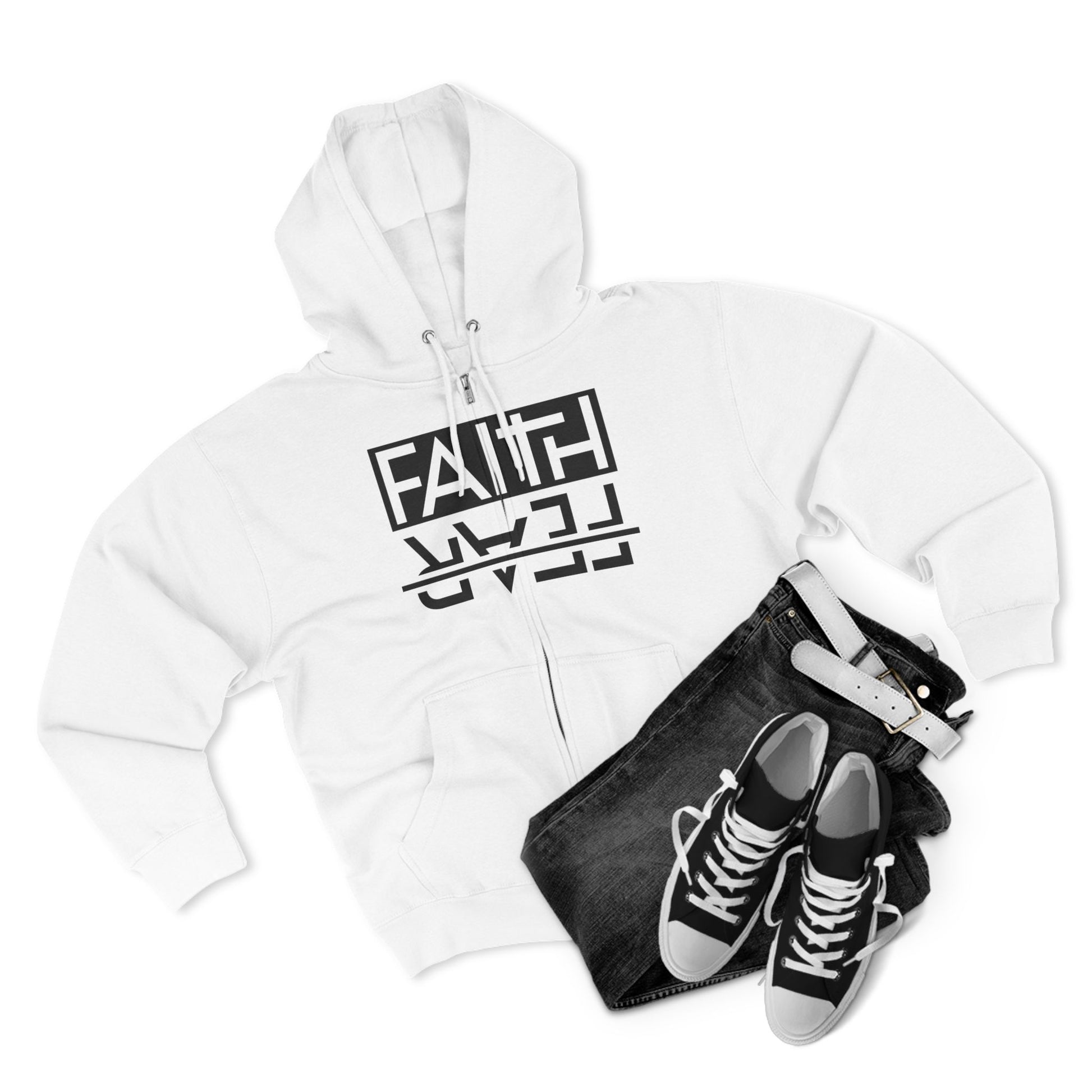 Faith Over Fear, Zip Hoodie, Unisex Hoodie, Cozy Oversized Hoodie, Inspirational Apparel, Versatile Layering Piece, Gift for Motivators, Goat God T-shirt