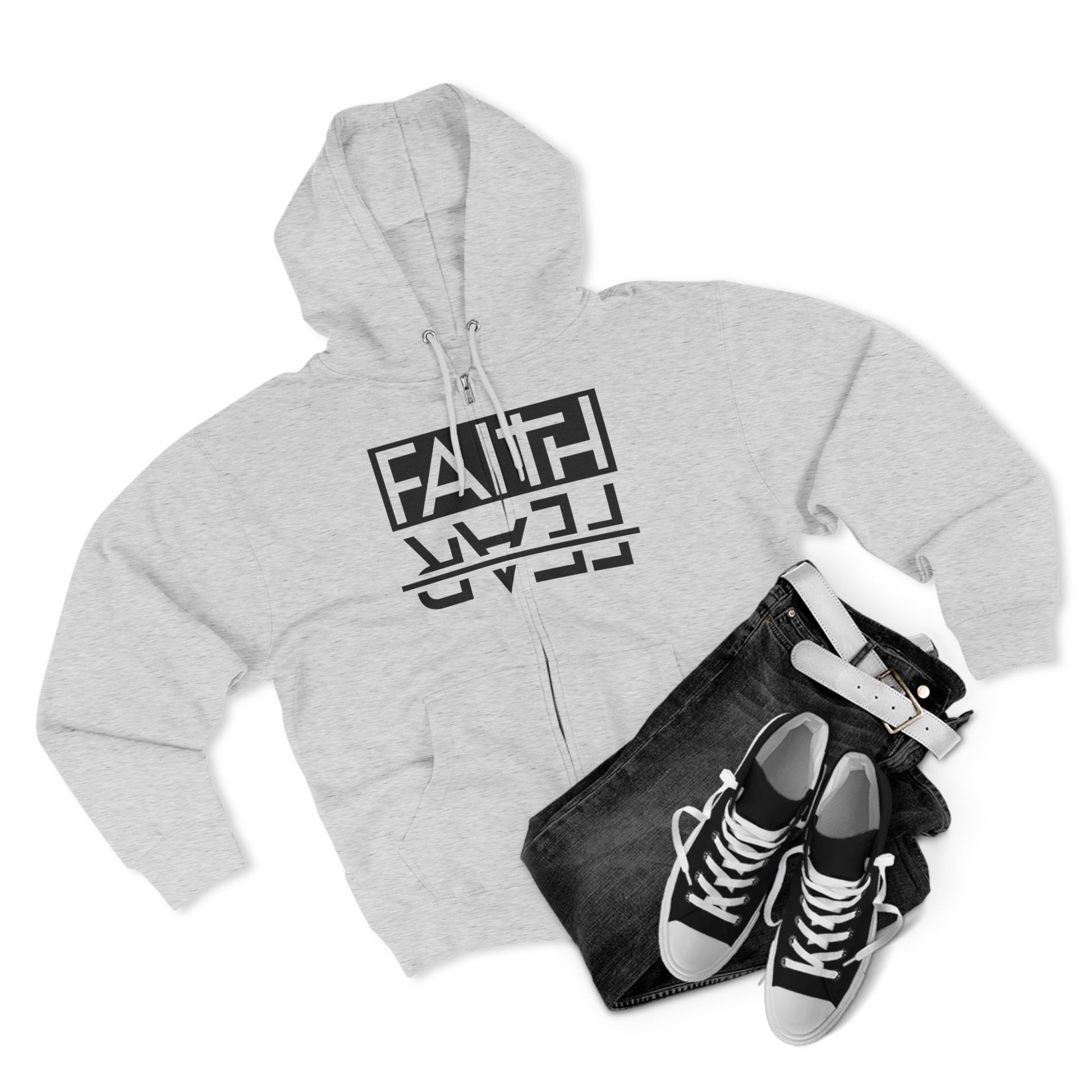 Faith Over Fear, Zip Hoodie, Unisex Hoodie, Cozy Oversized Hoodie, Inspirational Apparel, Versatile Layering Piece, Gift for Motivators, Goat God T-shirt
