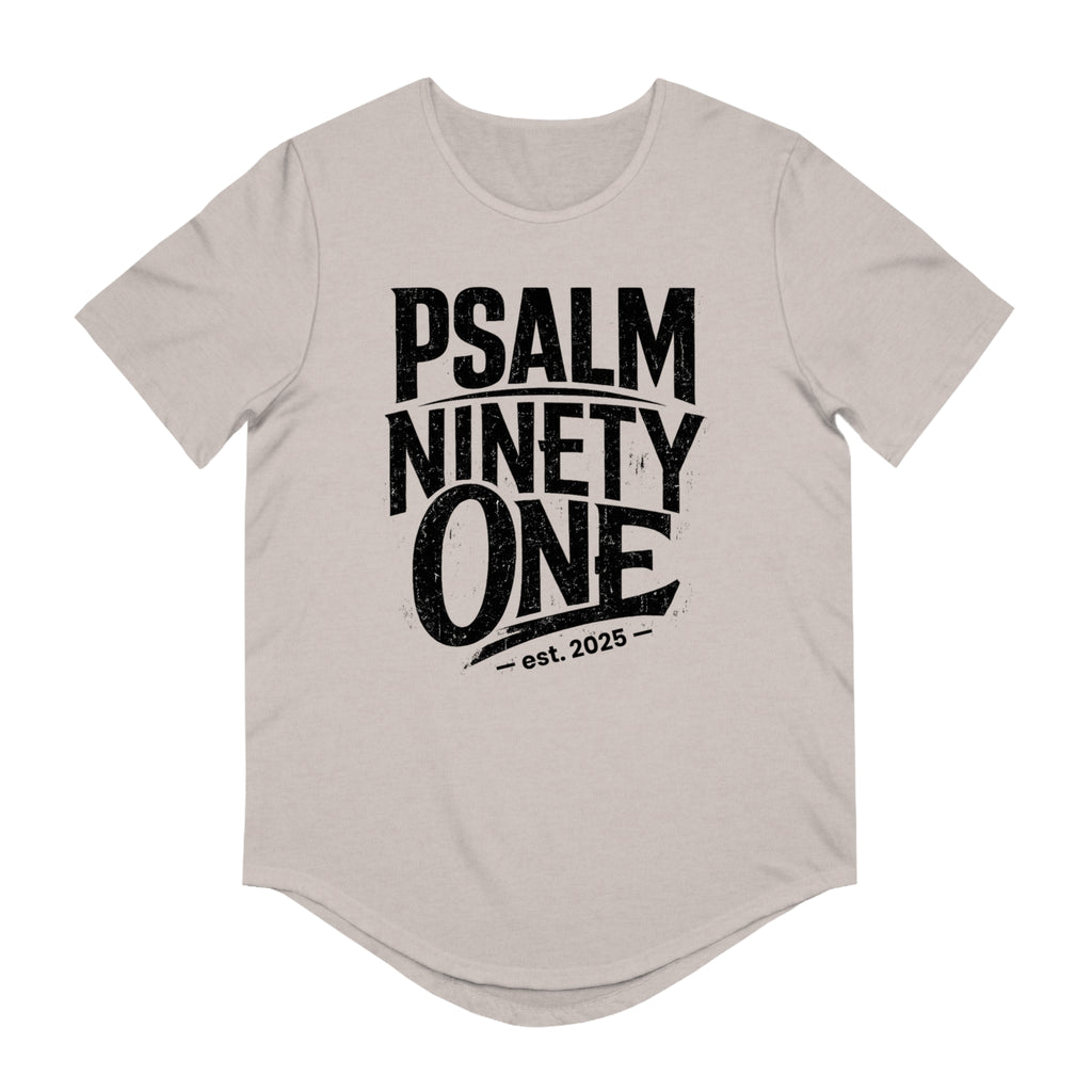 Psalm 91 Men's Curved Hem Tee — Stylish Graphic Streetwear Gift