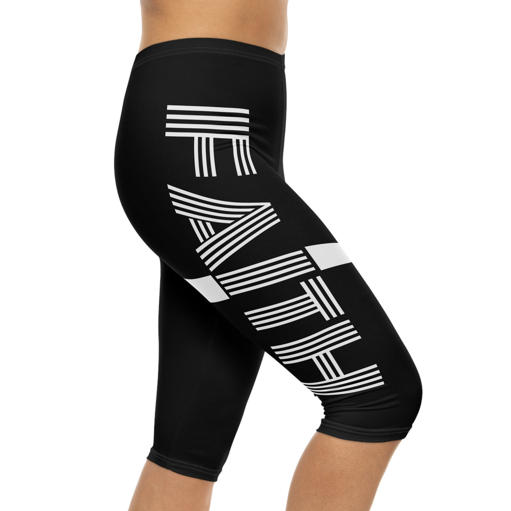 Faith Women's Capri Leggings — Spiritual Script All-Over Print