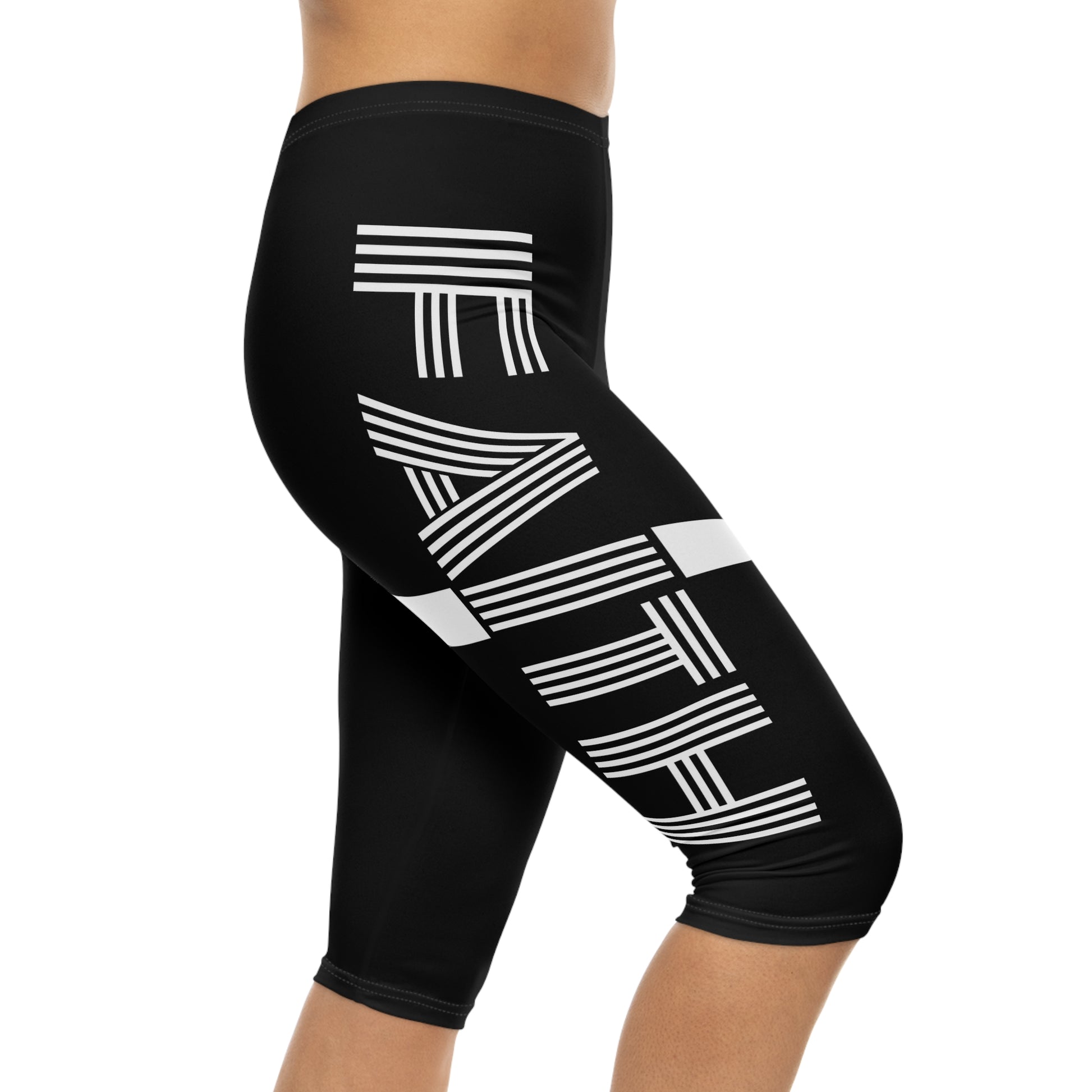 Faith Women's Capri Leggings — Spiritual Script All-Over Print