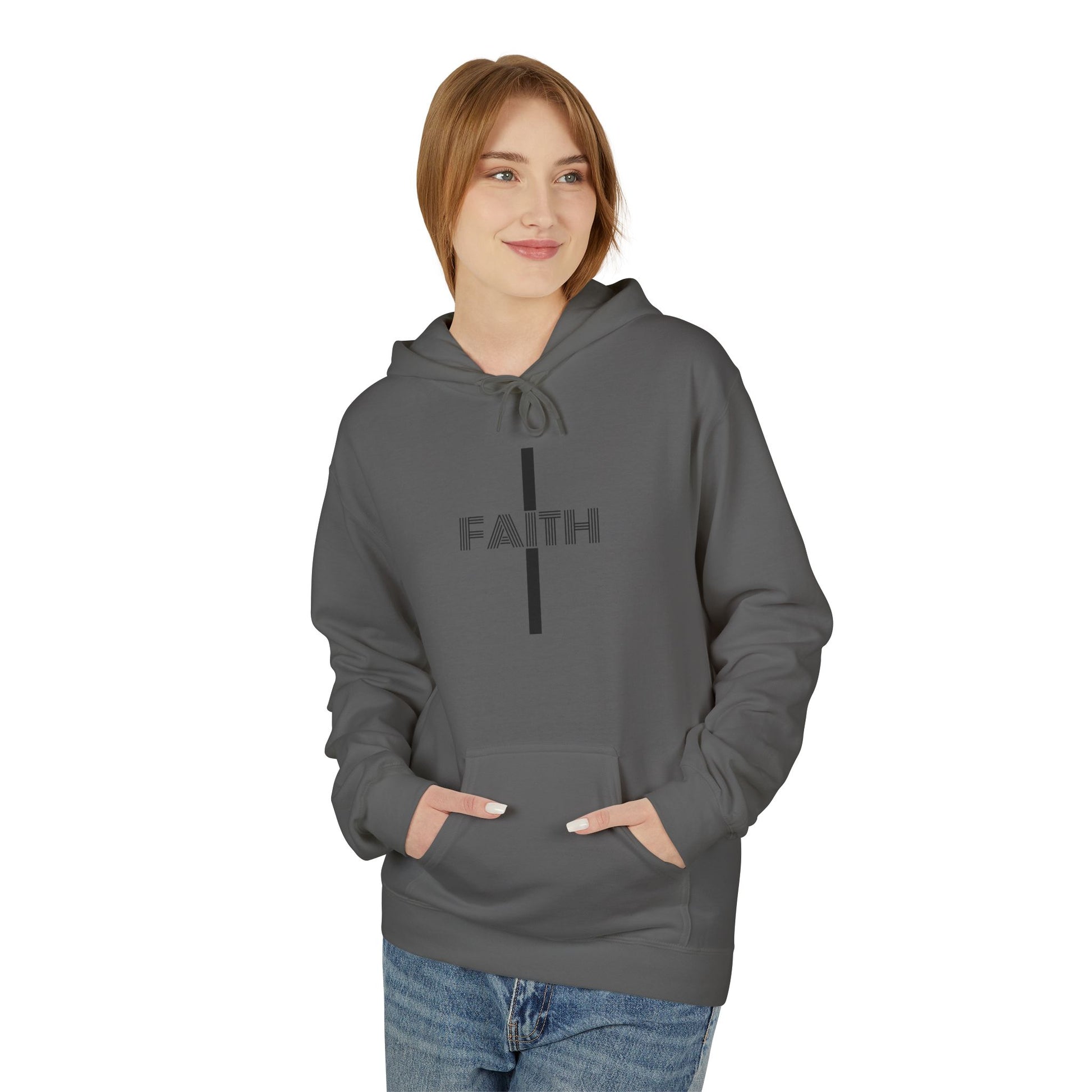 Faith Unisex Midweight Fleece Hoodie, Cozy Casual Wear, Inspirational Gift, Faith-Driven Style, Perfect for Everyday & Holidays