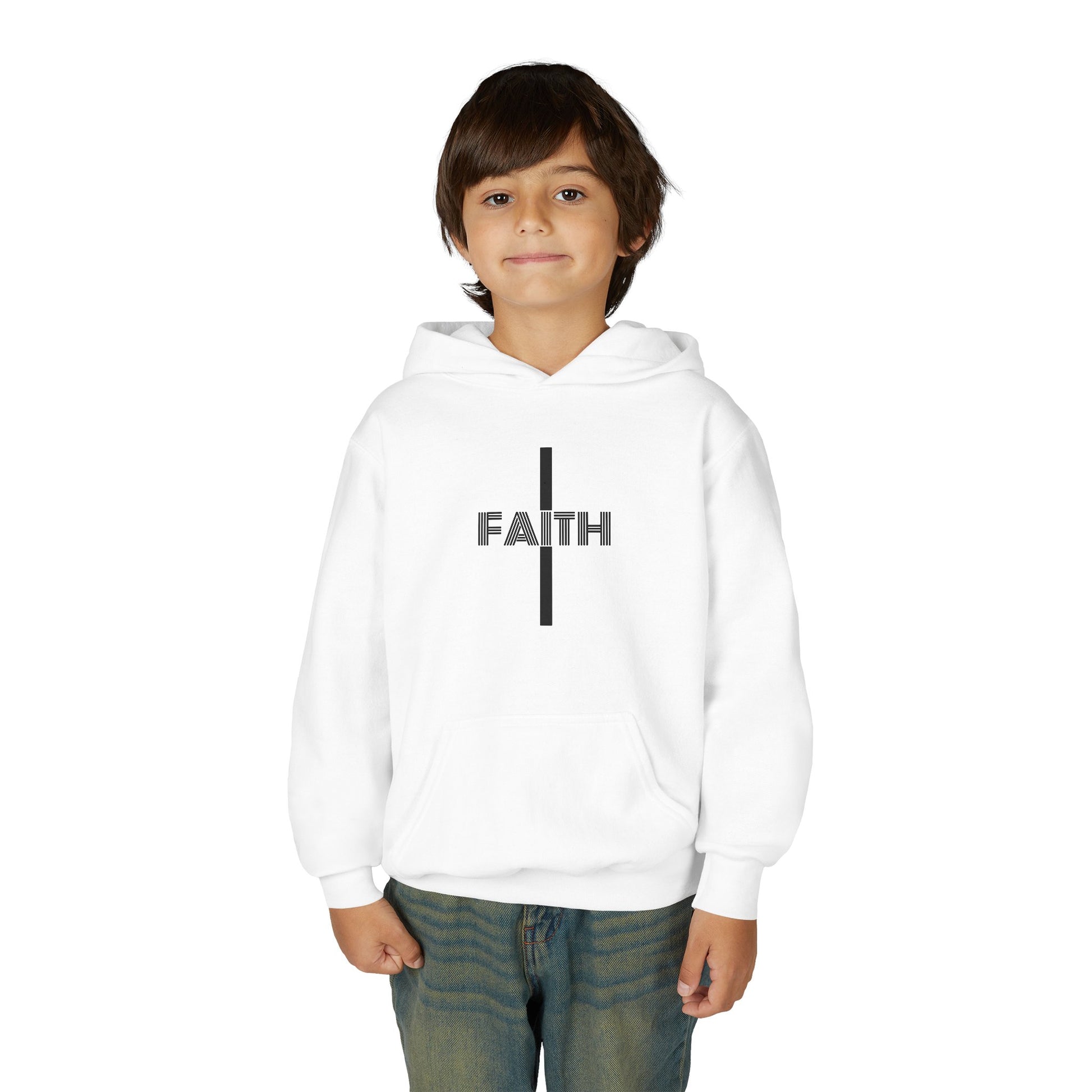 Faith Hooded Sweatshirt for Youth, Inspirational Sweatshirt, Cozy Hoodie, Youth Pullover, Perfect Gift for Teens, Faith Apparel
