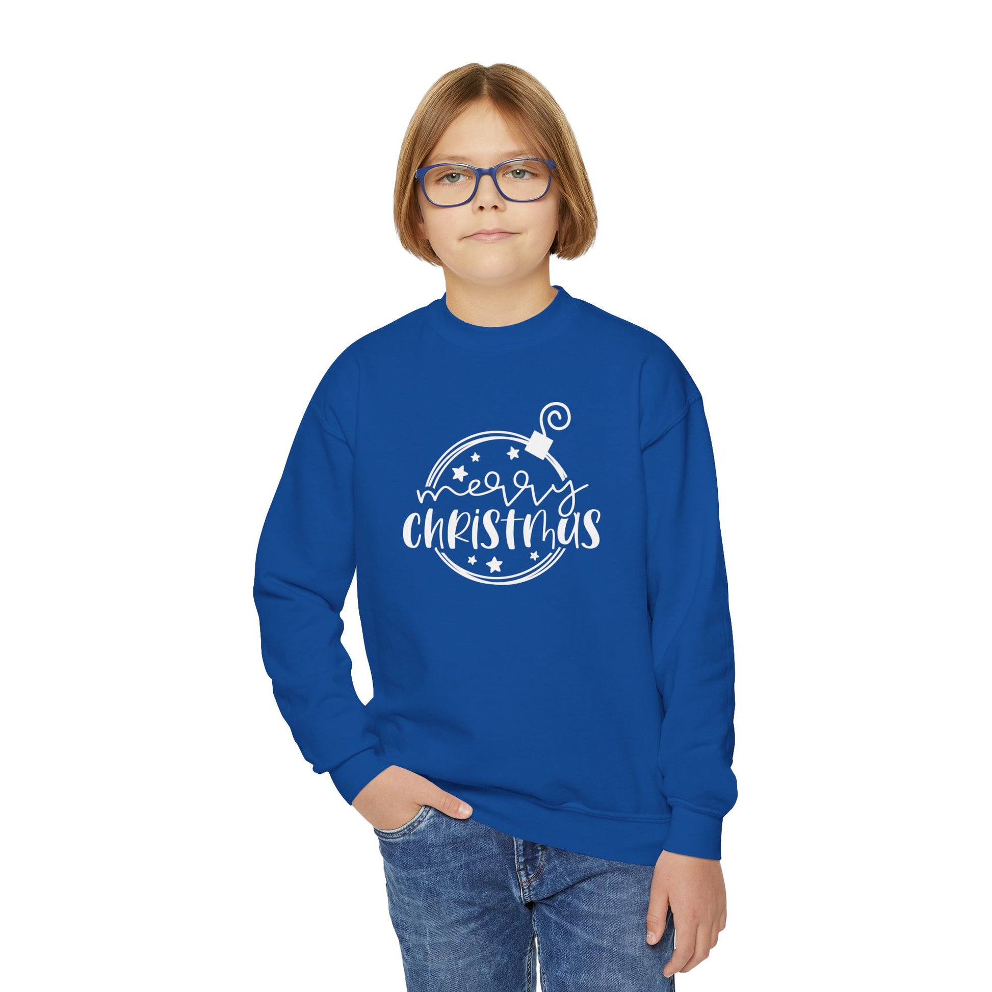 Youth Christmas Sweatshirt - Ornament Merry Christmas