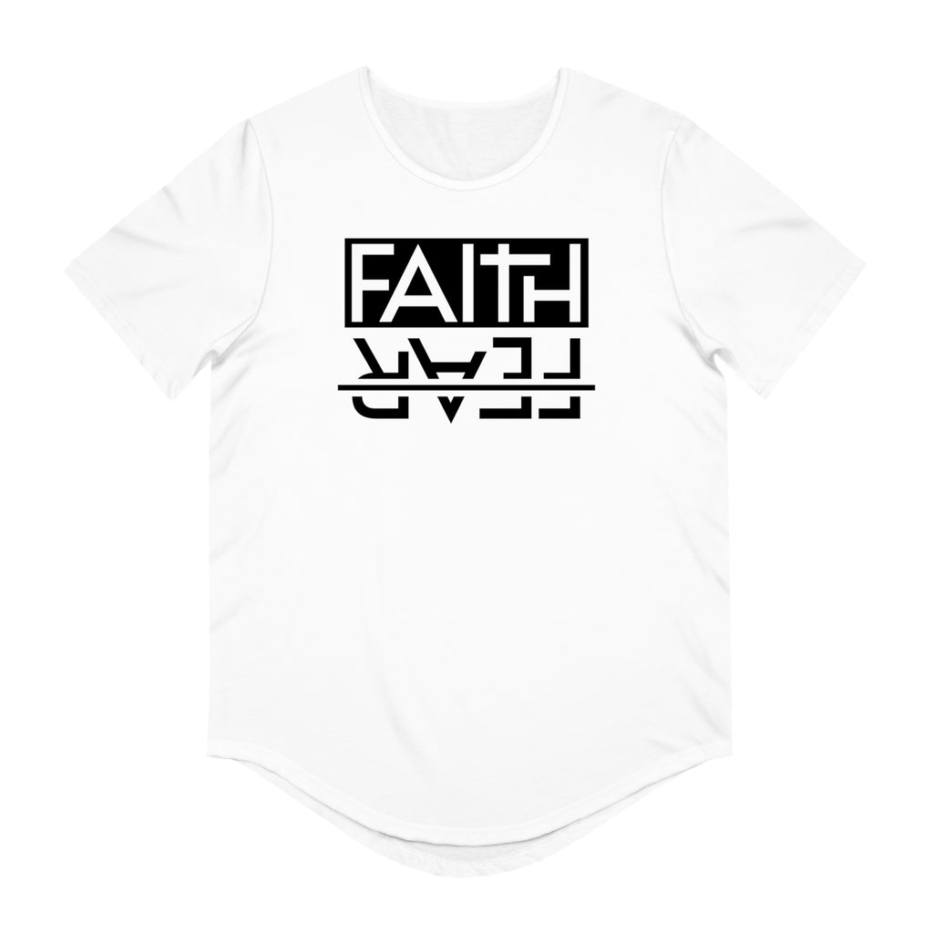Men's Curved Hem Tee - Stylish Graphic Tee, Faith Over Fear T-shirt, Faith-based tee,  Casual Wear, Trendy Fashion, Streetwear Essential, Gift for Him