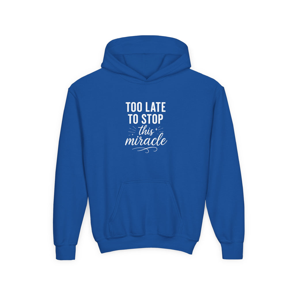 Miracle Hooded Sweatshirt for Youth, Inspirational Sweatshirt, Cozy Hoodie, Youth Pullover, Perfect Gift for Teens, Faith Apparel