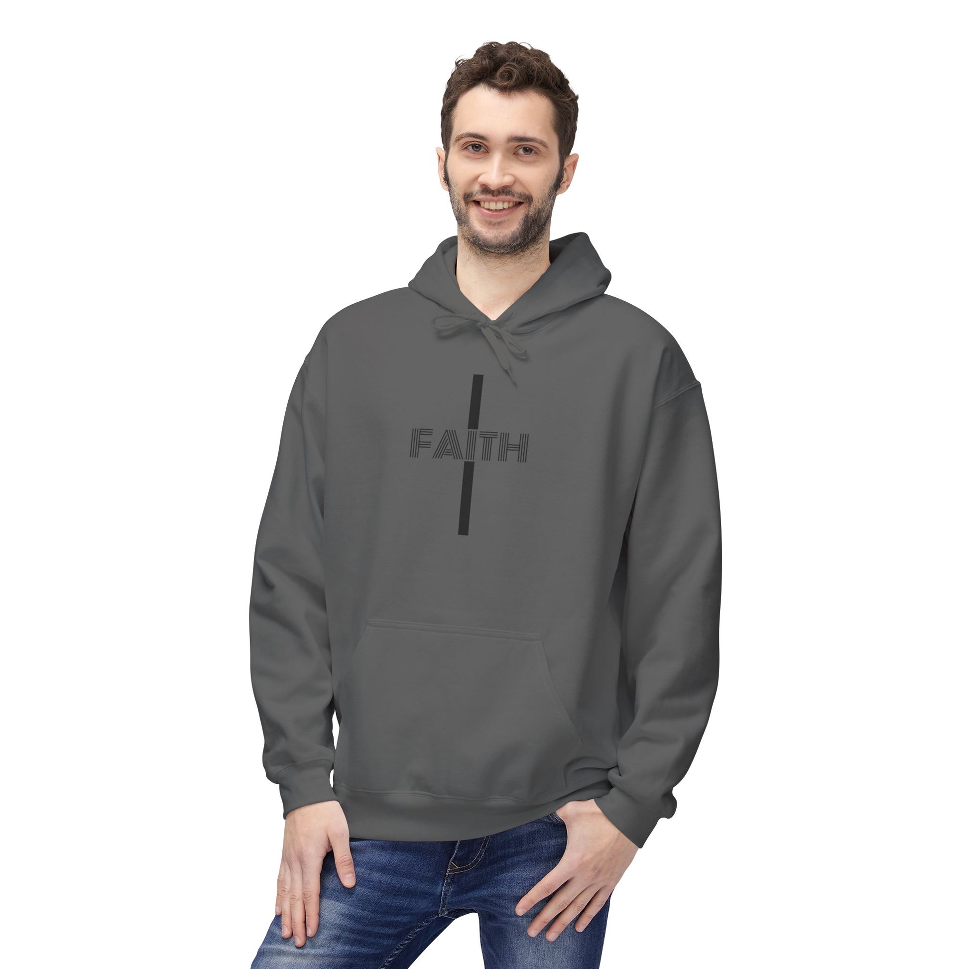 Faith Unisex Midweight Fleece Hoodie, Cozy Casual Wear, Inspirational Gift, Faith-Driven Style, Perfect for Everyday & Holidays
