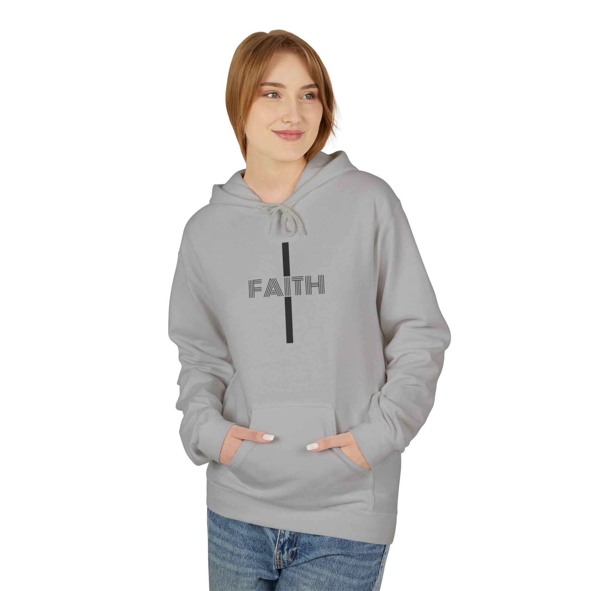 Faith Unisex Midweight Fleece Hoodie, Cozy Casual Wear, Inspirational Gift, Faith-Driven Style, Perfect for Everyday & Holidays