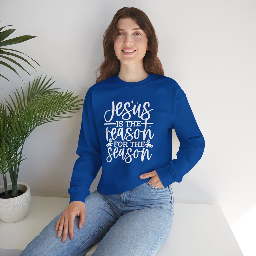 Jesus is the Reason for the Season, Christmas Crewneck Sweatshirt Fabric Knit Long Sleeve Winter Casual Soft Medium Length Hoodie for Men and Women