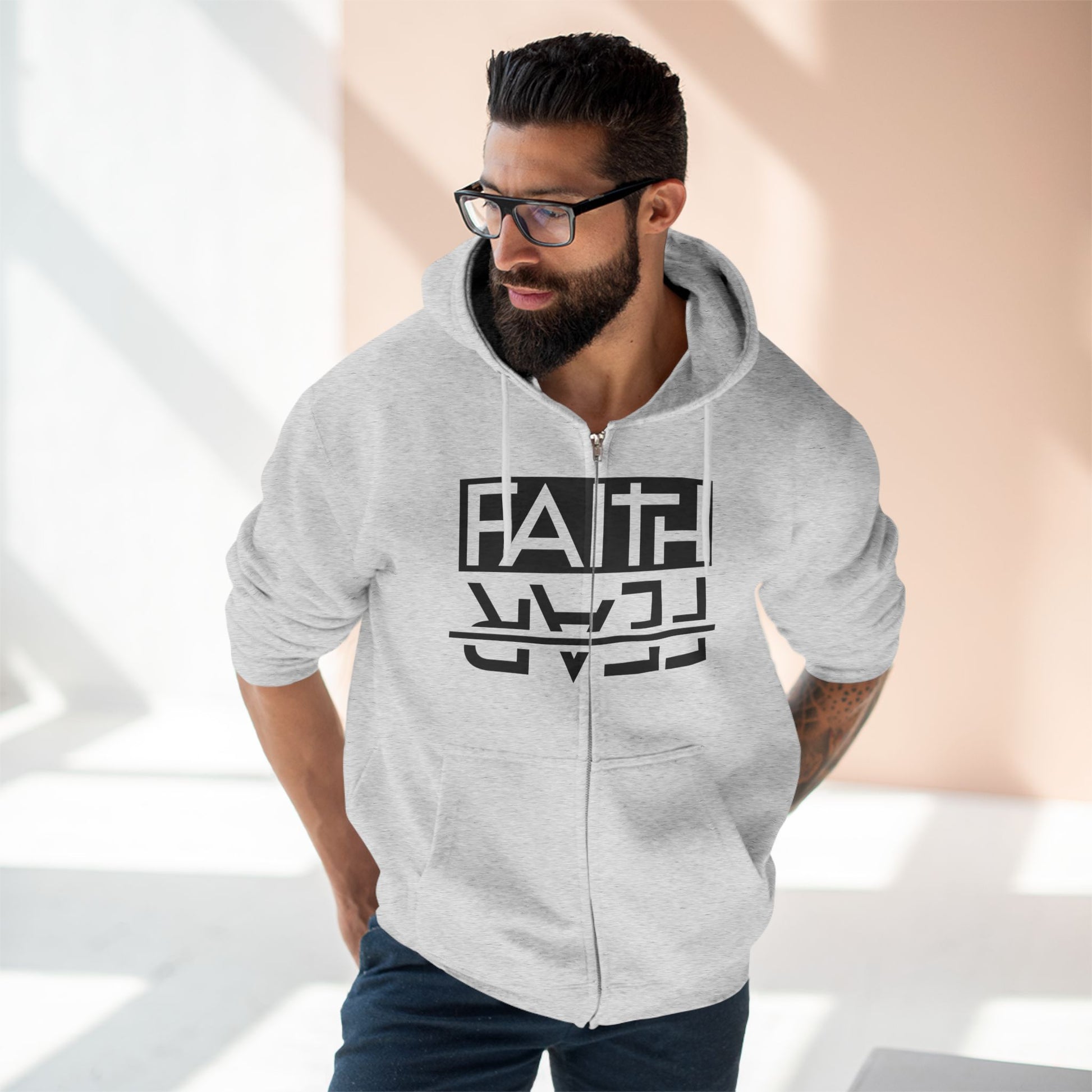 Faith Over Fear, Zip Hoodie, Unisex Hoodie, Cozy Oversized Hoodie, Inspirational Apparel, Versatile Layering Piece, Gift for Motivators, Goat God T-shirt
