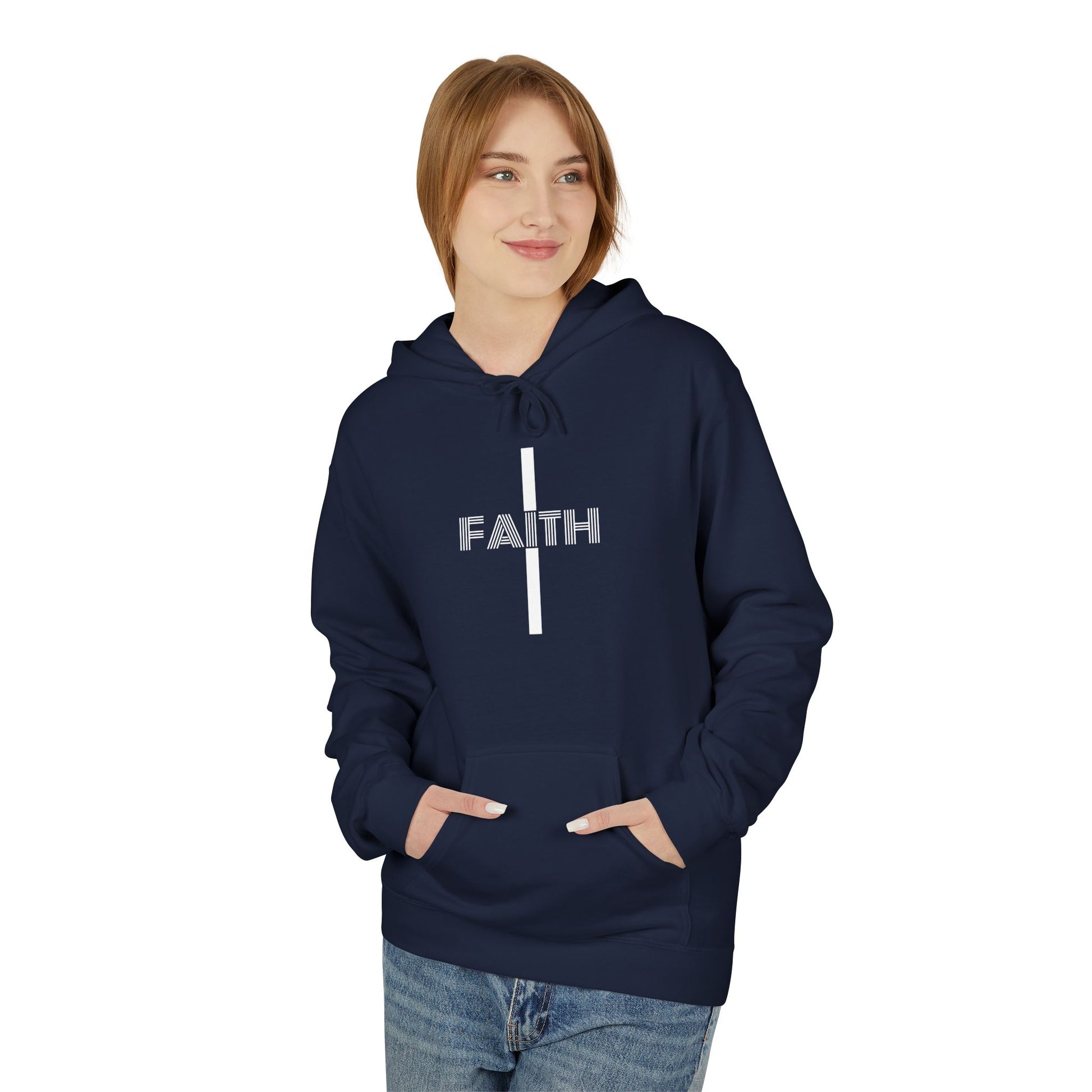 Faith Unisex Midweight Fleece Hoodie, Cozy Casual Wear, Inspirational Gift, Faith-Driven Style, Perfect for Everyday & Holidays