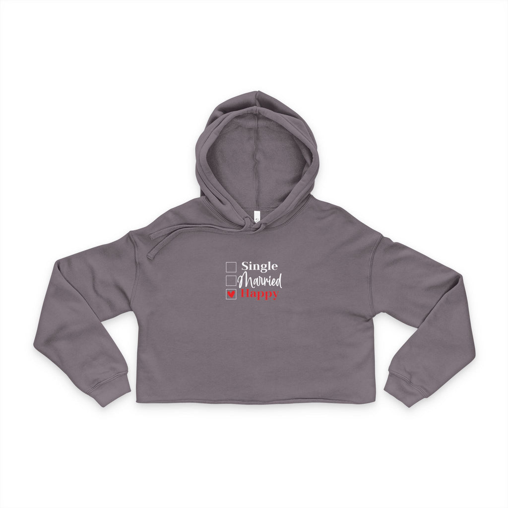 Happy Vibes Women's Cropped Hoodie - Trendy Casual Wear, Perfect for Everyday, Gifts for Friends, Celebrations, Self-Care