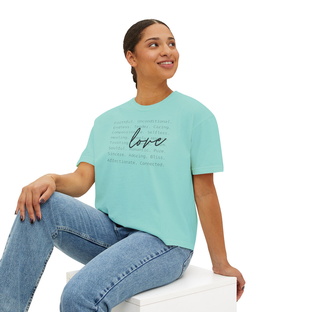 Women's Boxy Love Tee | Affirmation Top, Self-Care Gift, Cozy Casual Wear, Birthday Gift, Positive Vibes