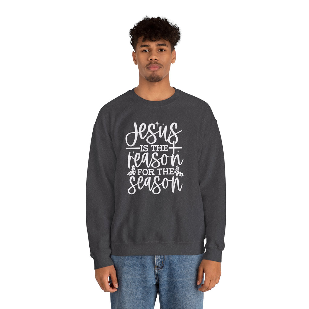 Jesus is the Reason for the Season, Christmas Crewneck Sweatshirt Fabric Knit Long Sleeve Winter Casual Soft Medium Length Hoodie for Men and Women