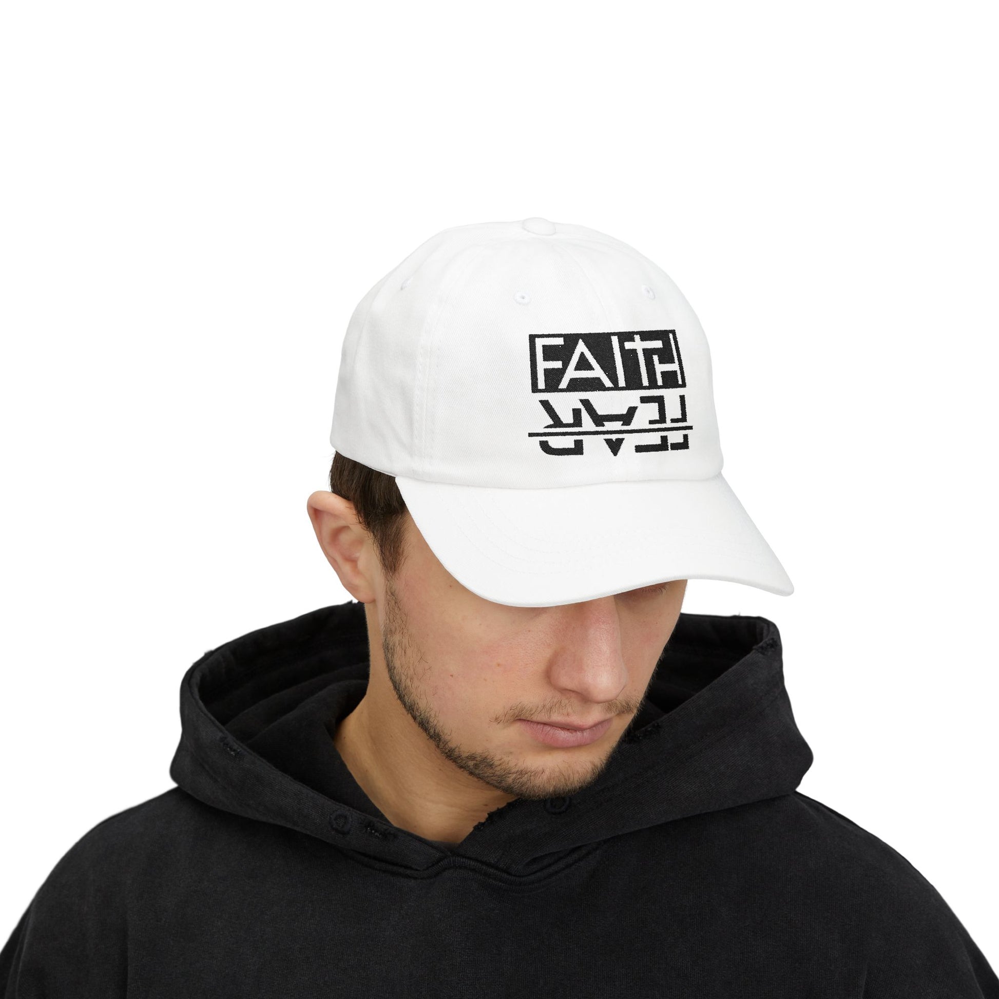 Faith over Fear Cap - Motivational Hat, Adjustable White Cap, Gift for Dad, Inspiring Gift Hat, Everyday Wear