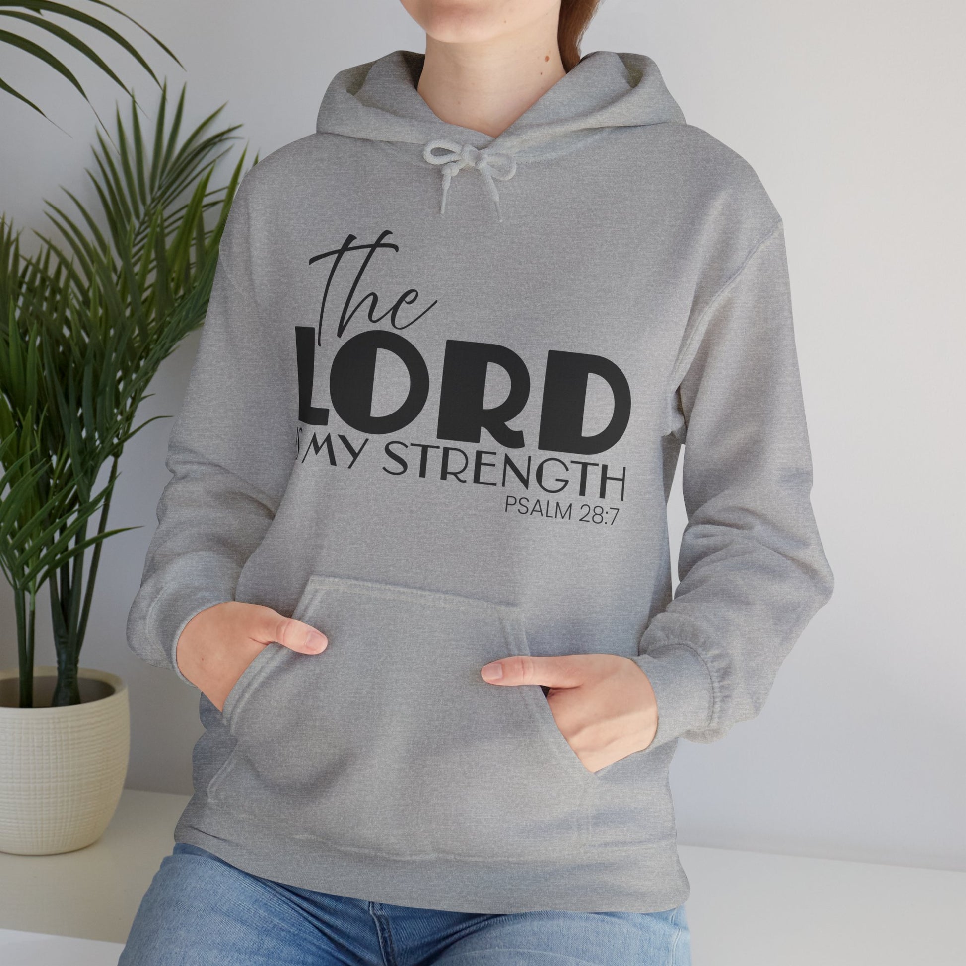 Psalm 28:7 'The Lord Is My Strength' Hoodie — Faith-Based Christian Sweatshirt