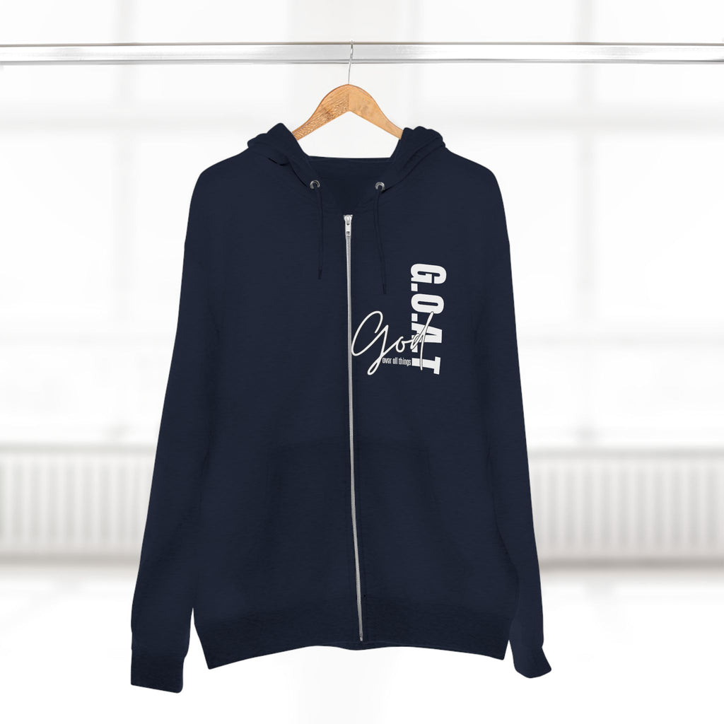 Zip Hoodie, Unisex Hoodie, Cozy Oversized Hoodie, Inspirational Apparel, Versatile Layering Piece, Gift for Motivators, Goat God T-shirt