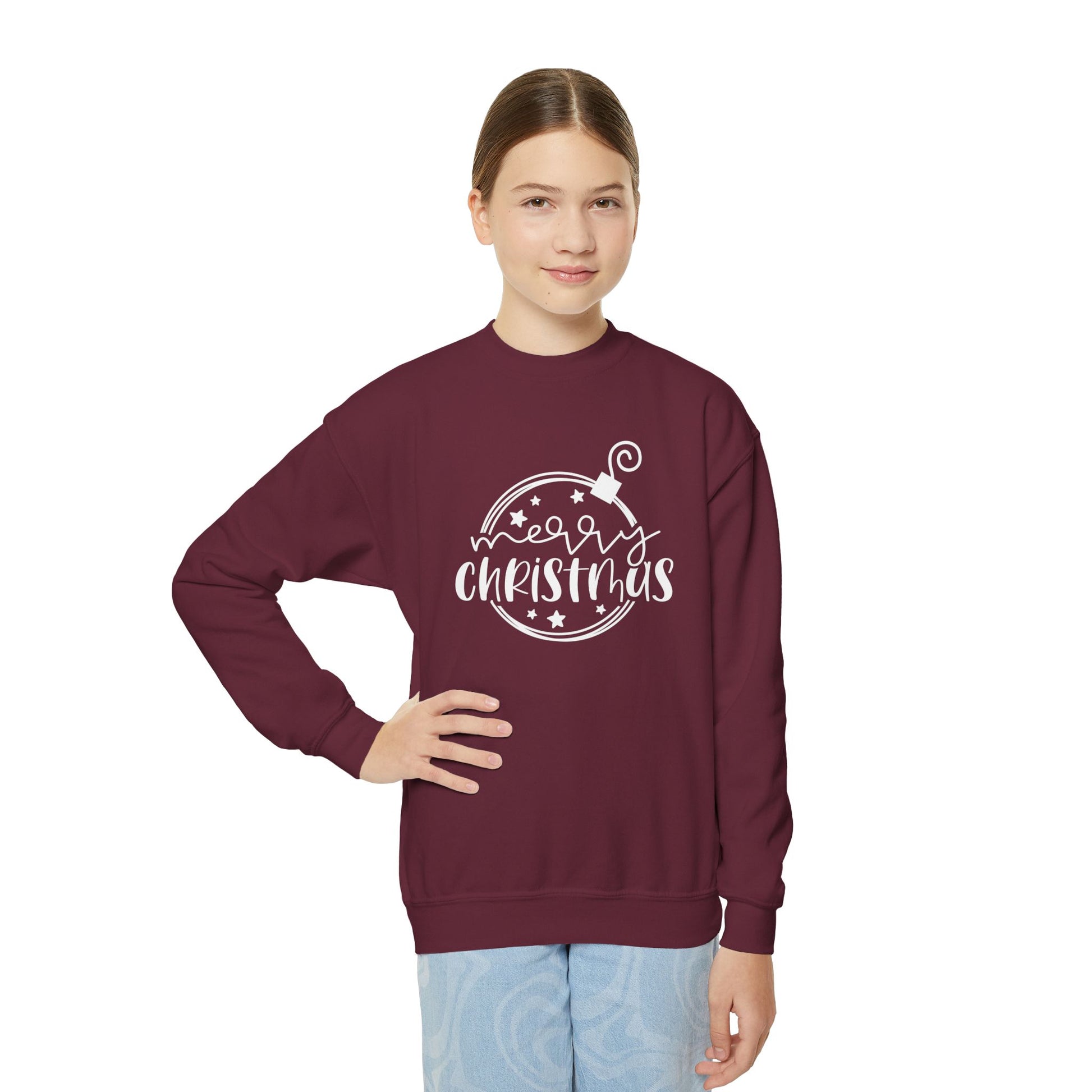Youth Christmas Sweatshirt - Ornament Merry Christmas