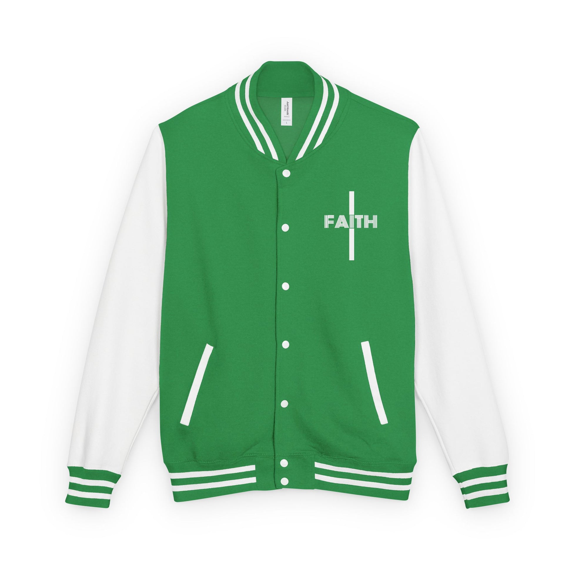 Unisex Heavyweight Letterman Jacket, Faith-based Jacket, Vintage Style Sports Jacket, College Spirit Wear, Casual Outwear, Gifts for Sports Lovers, Fall Fashion