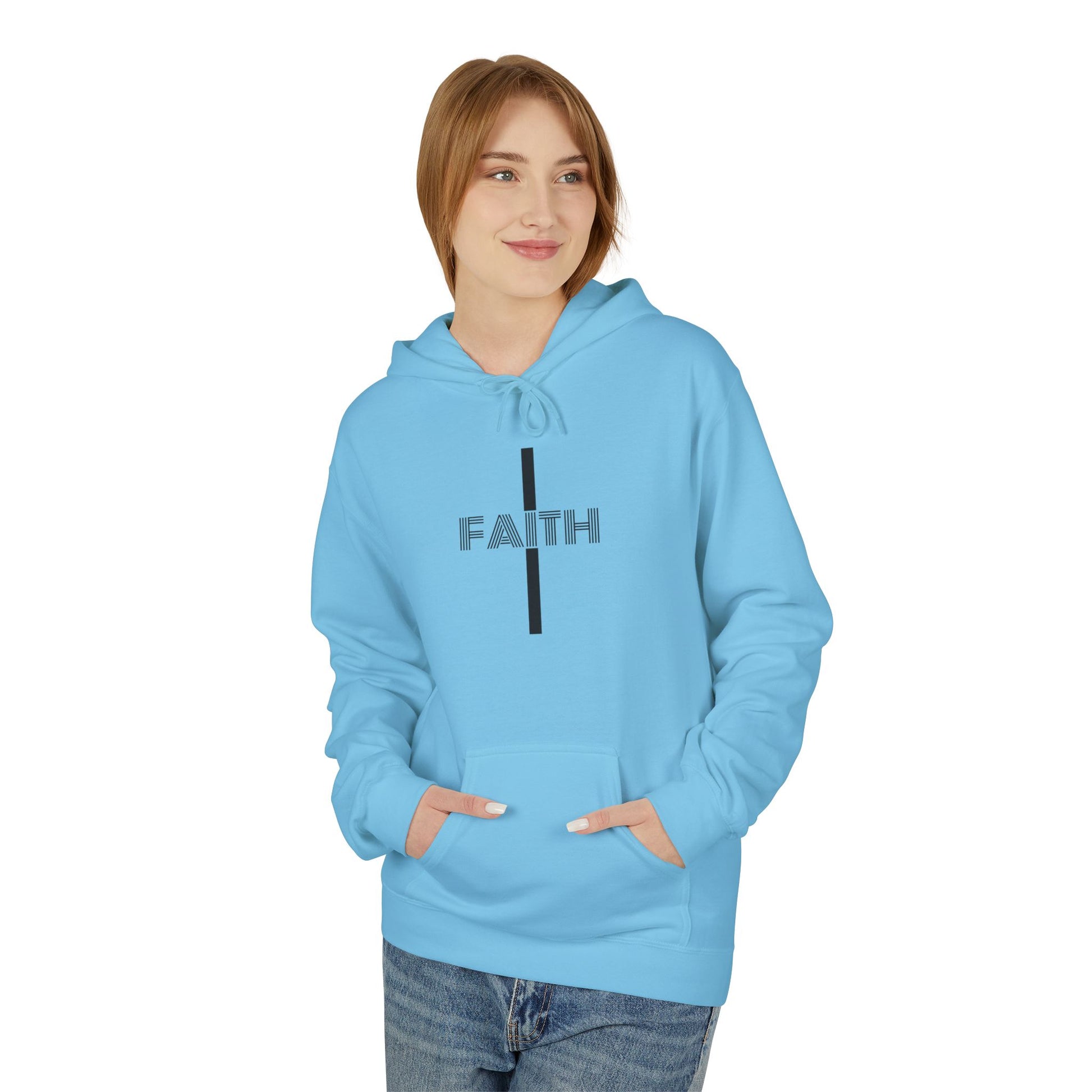 Faith Unisex Midweight Fleece Hoodie, Cozy Casual Wear, Inspirational Gift, Faith-Driven Style, Perfect for Everyday & Holidays