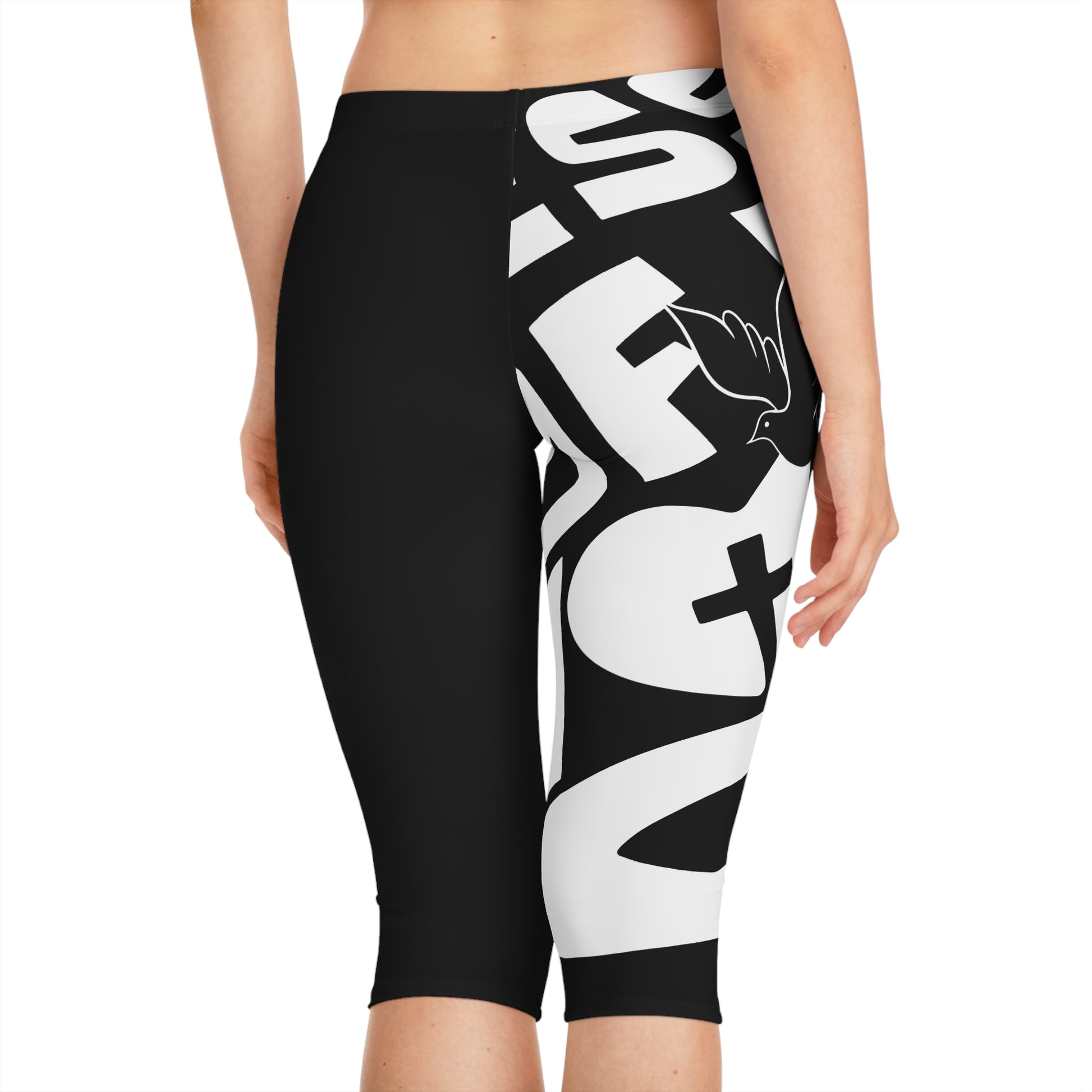 Women's Love-Themed Capri Leggings - Stylish Activewear, Fitness Gear, Casual Wear, Gift for Her, Workout Leggings